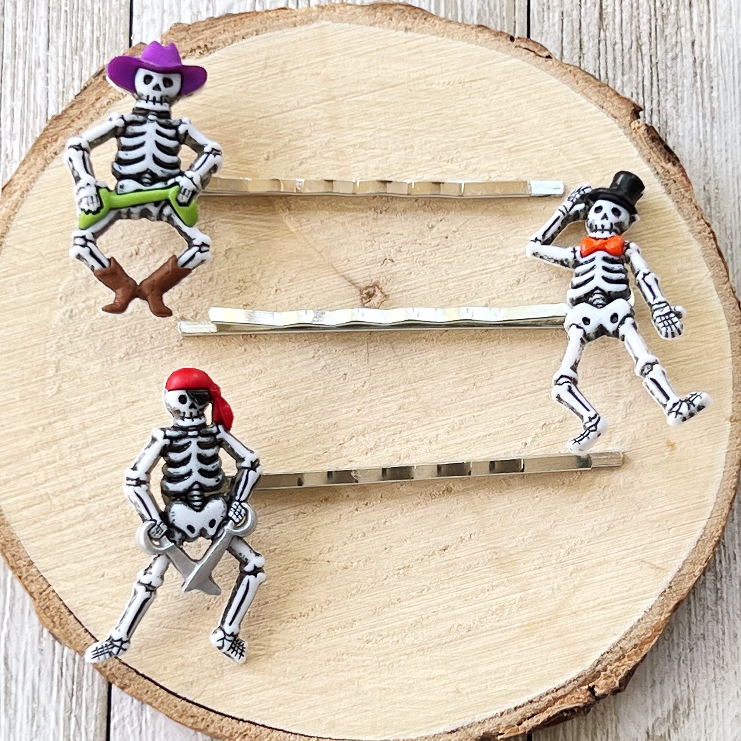 Fun Halloween Hair Clips - Dancing Skeleton Bobby Pins for Women & Costumes
