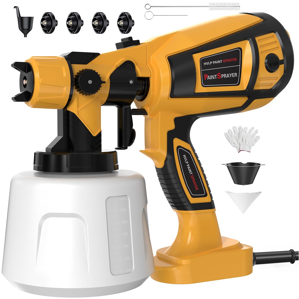 1000W High Power Electric Paint Spray Gun - Easy to Clean Sprayer Tool for Furniture, Cabinets, Fence, Walls, Doors & Garden Chairs (Yellow) | Perfect for DIY Home Projects & Professional Painting Jobs