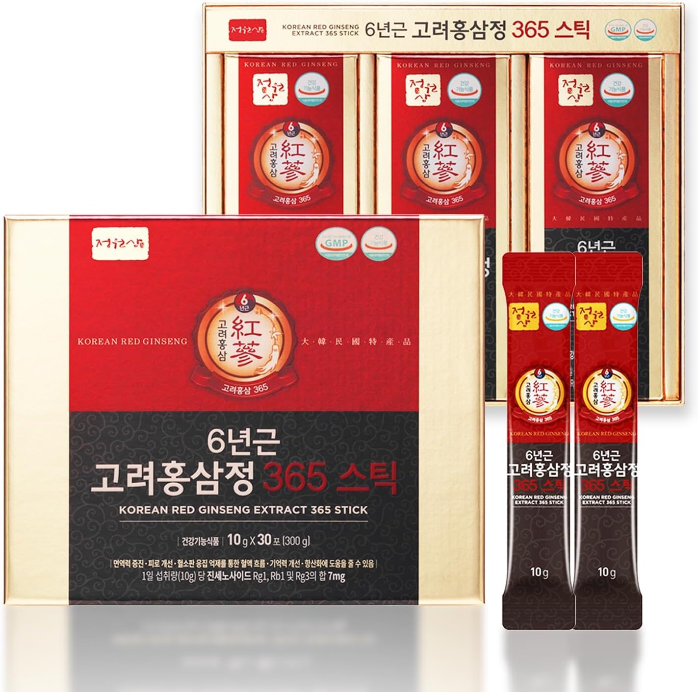Korean Red Ginseng Extract - 7mg Ginsenosides per Stick | Energy & Immune Support for Men & Women | Daily Wellness Boost