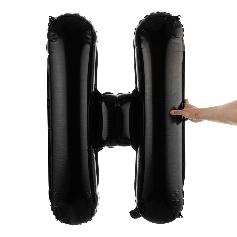 Black Mylar Letter H Balloon - 40 Inch Large Foil Alphabet Balloon for Birthday Party Decorations, Graduation, Baby Shower & Anniversary Celebrations