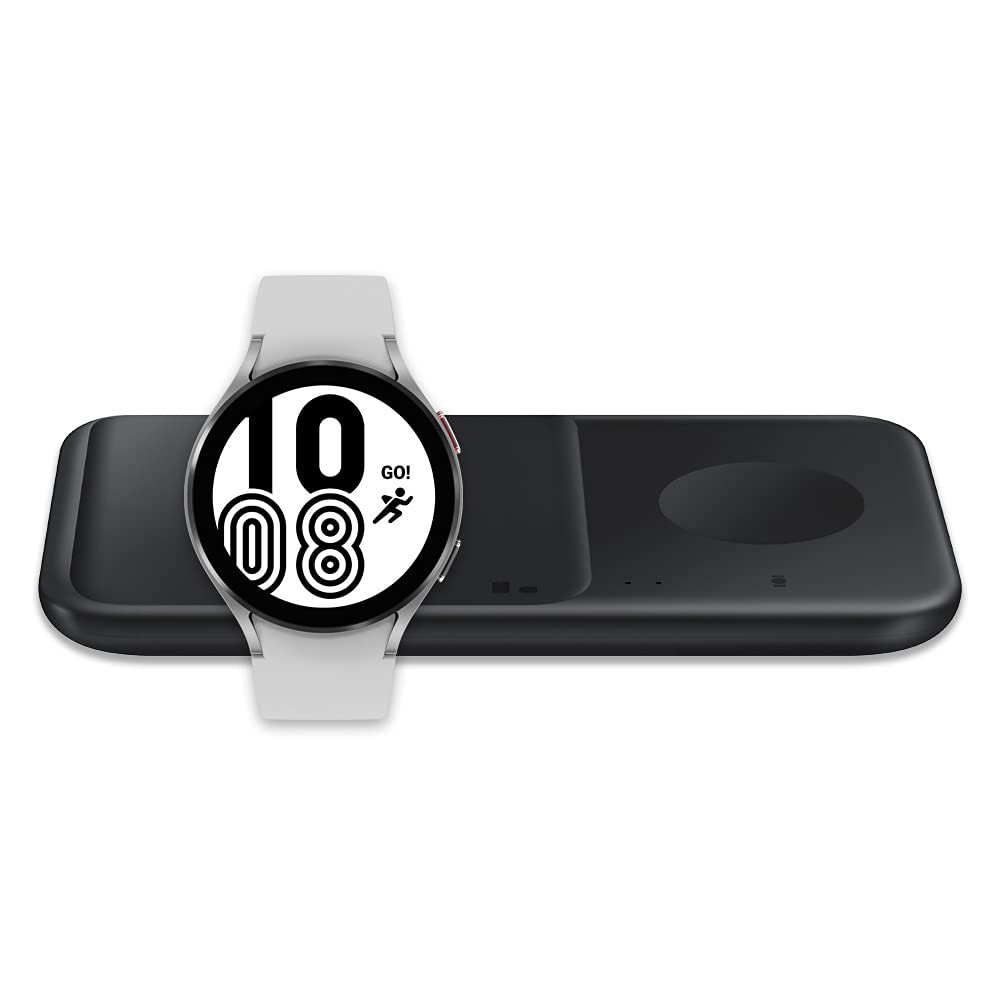 Samsung Galaxy Watch 4 44mm Bluetooth Smartwatch - Silver (US Version) with Fast Wireless Charger Pad | Fitness Tracker, Heart Rate Monitor, Sleep Tracking | Perfect for Workouts, Running & Daily Use
