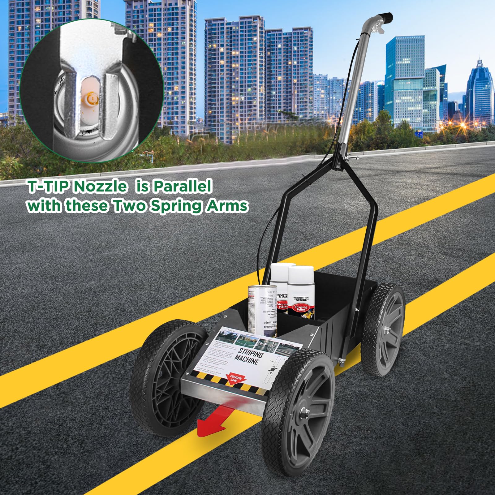 High-Performance Striping Line Marking Machine for Athletic Fields & Parking Lots | Works with Inverted Striping Spray Paint (Black) | Perfect for Sports Courts, Road Marking & Construction Sites