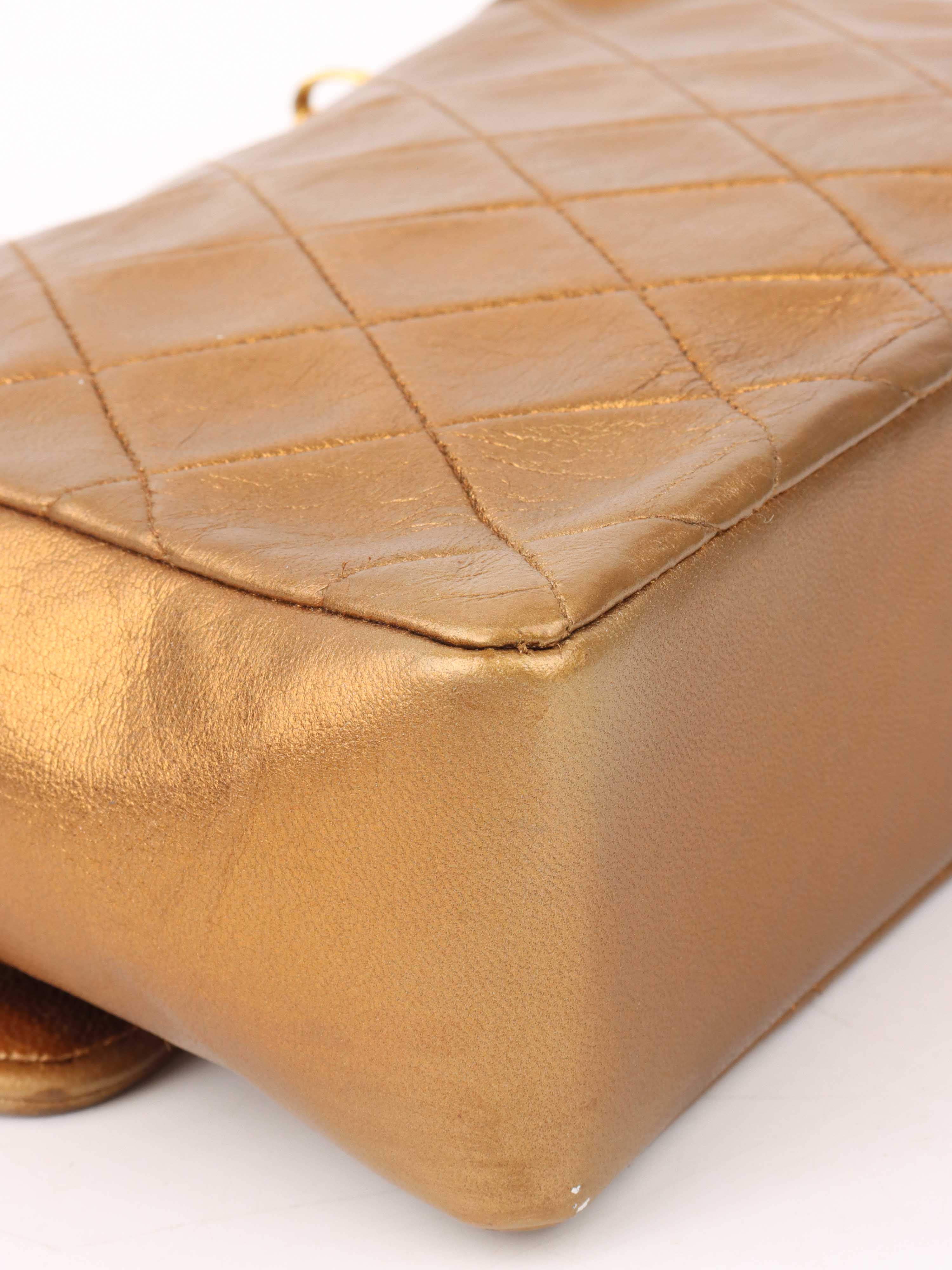 Vintage Chanel Gold Metallic Chain Bag - Luxury Crossbody Purse for Women, Perfect for Evening Parties & Special Occasions