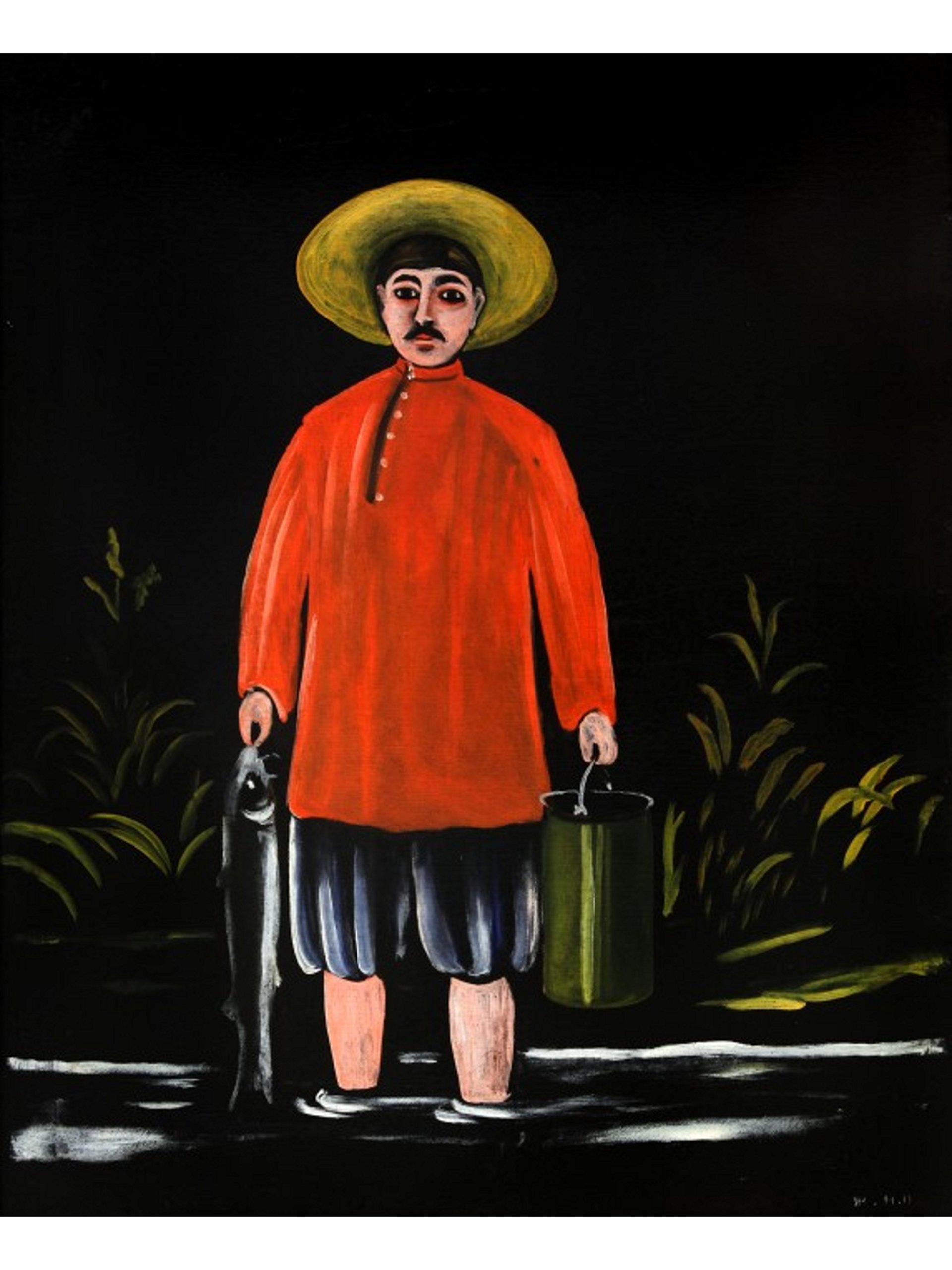 Niko Pirosmani Fisherman in a Red Shirt Painting - Vintage Art Print for Home & Office Wall Decor - Perfect for Living Rooms, Bedrooms, and Art Galleries