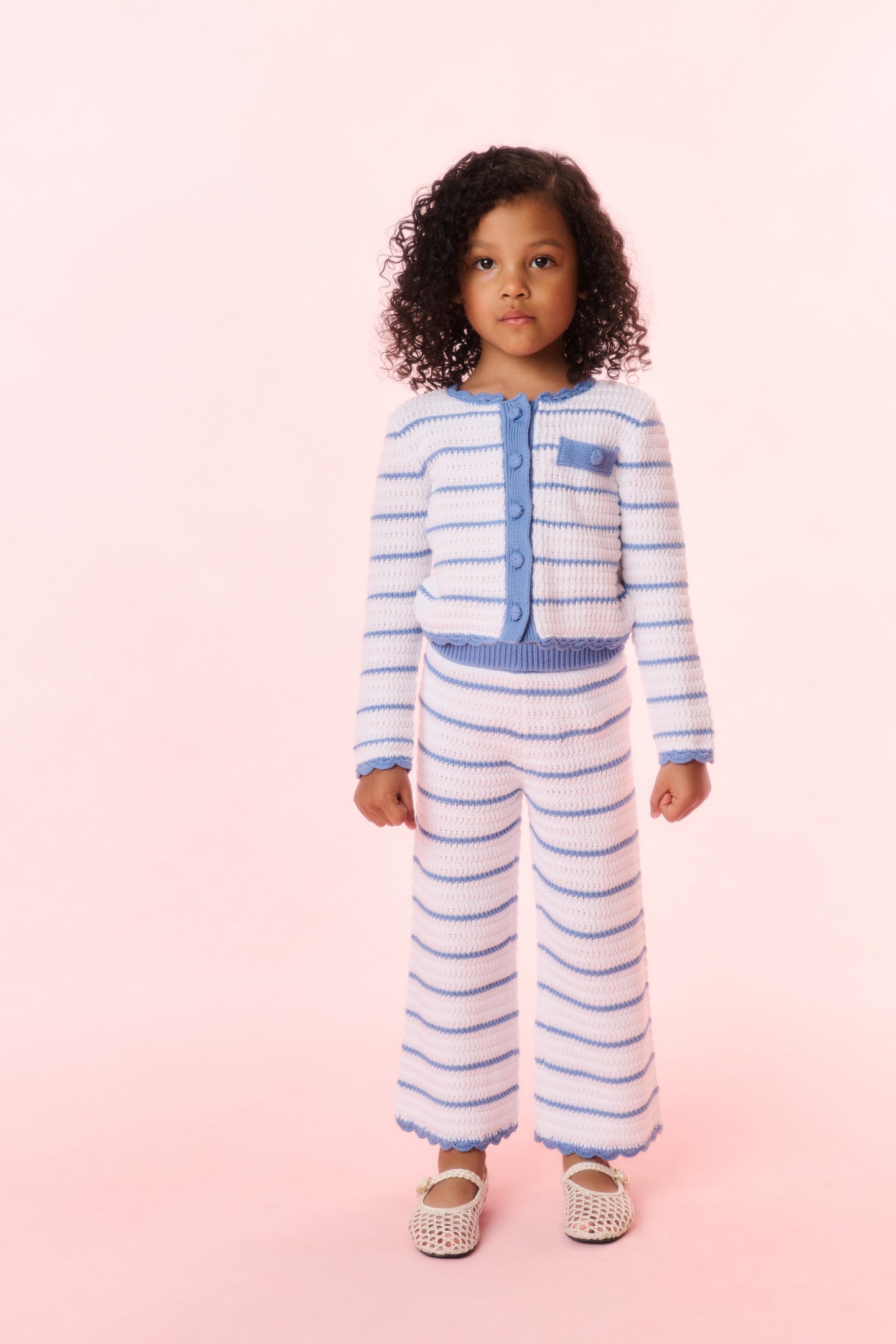 Floraine Striped Crochet Cardigan for Girls - Soft Boho Chic Knit Sweater - Perfect for Spring Outfits, Beach Cover-ups & Casual Wear