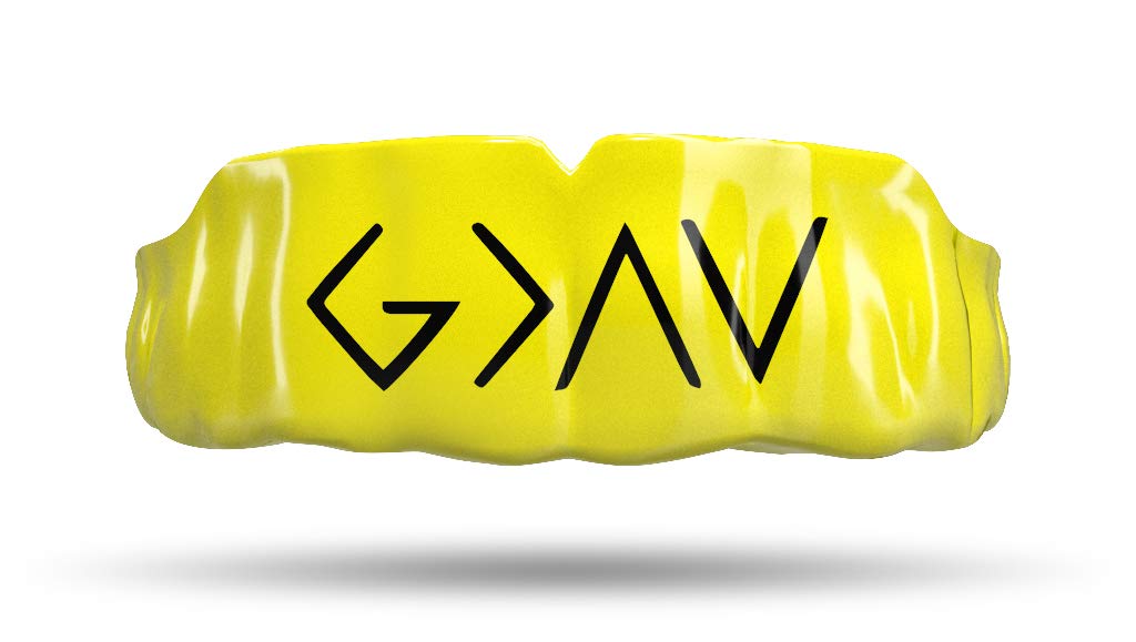 Impact Mouthguard for Boxing, MMA, Muay Thai - Professional Custom-Fit Sports Mouth Protector for Youth & Adults (God is Greater Yellow) - Perfect for Training, Sparring & Competition