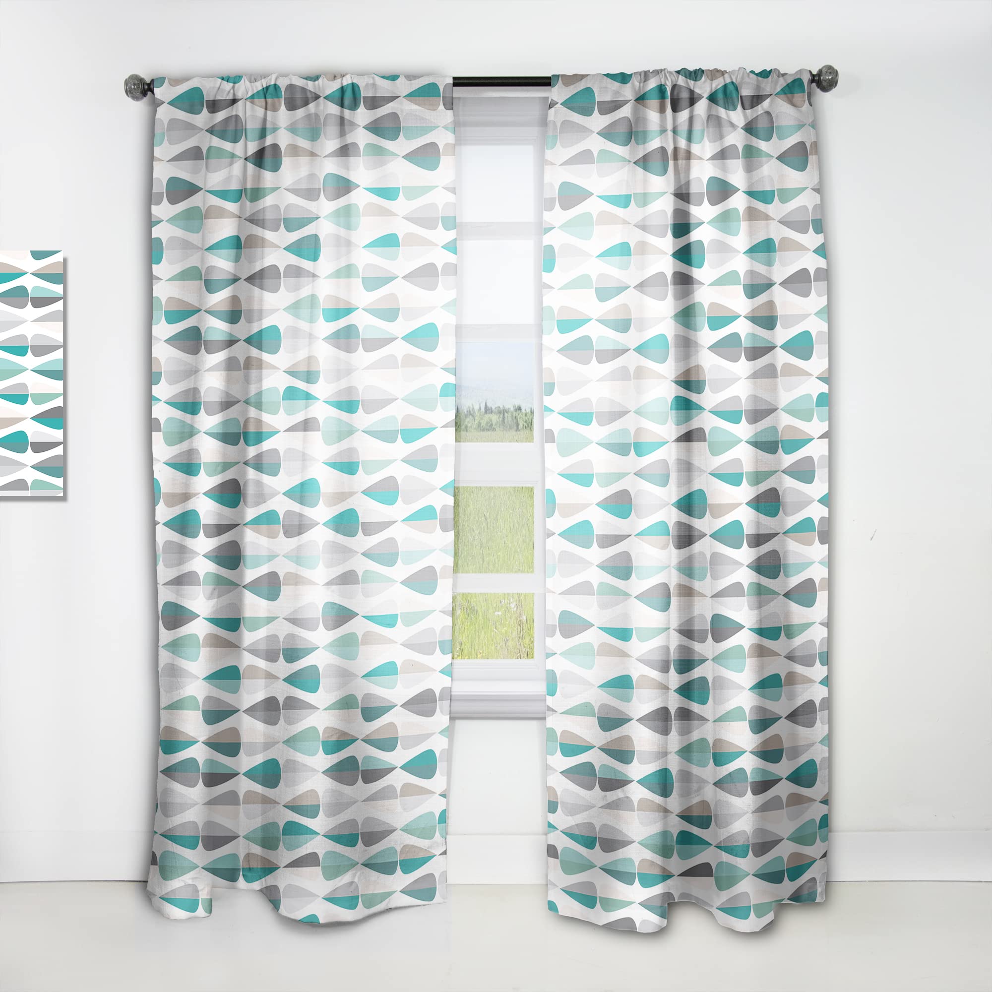 DesignQ Retro Abstract Drops III Thermal Insulated Curtain Panel - 52x120 Inches - Blackout Drapes for Bedroom & Living Room - Perfect for Home Decor, Privacy & Temperature Control