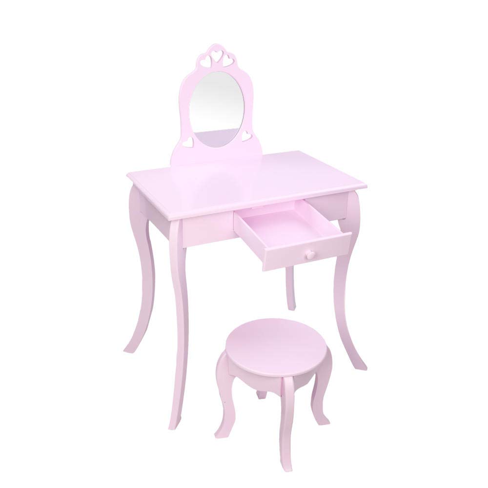 XZHYMJ Kids Makeup Vanity with Single Mirror & Drawer - Birthday Gift for Girls Ages 6-12 - Purple Dresser Toy for Pretend Play & Room Decor