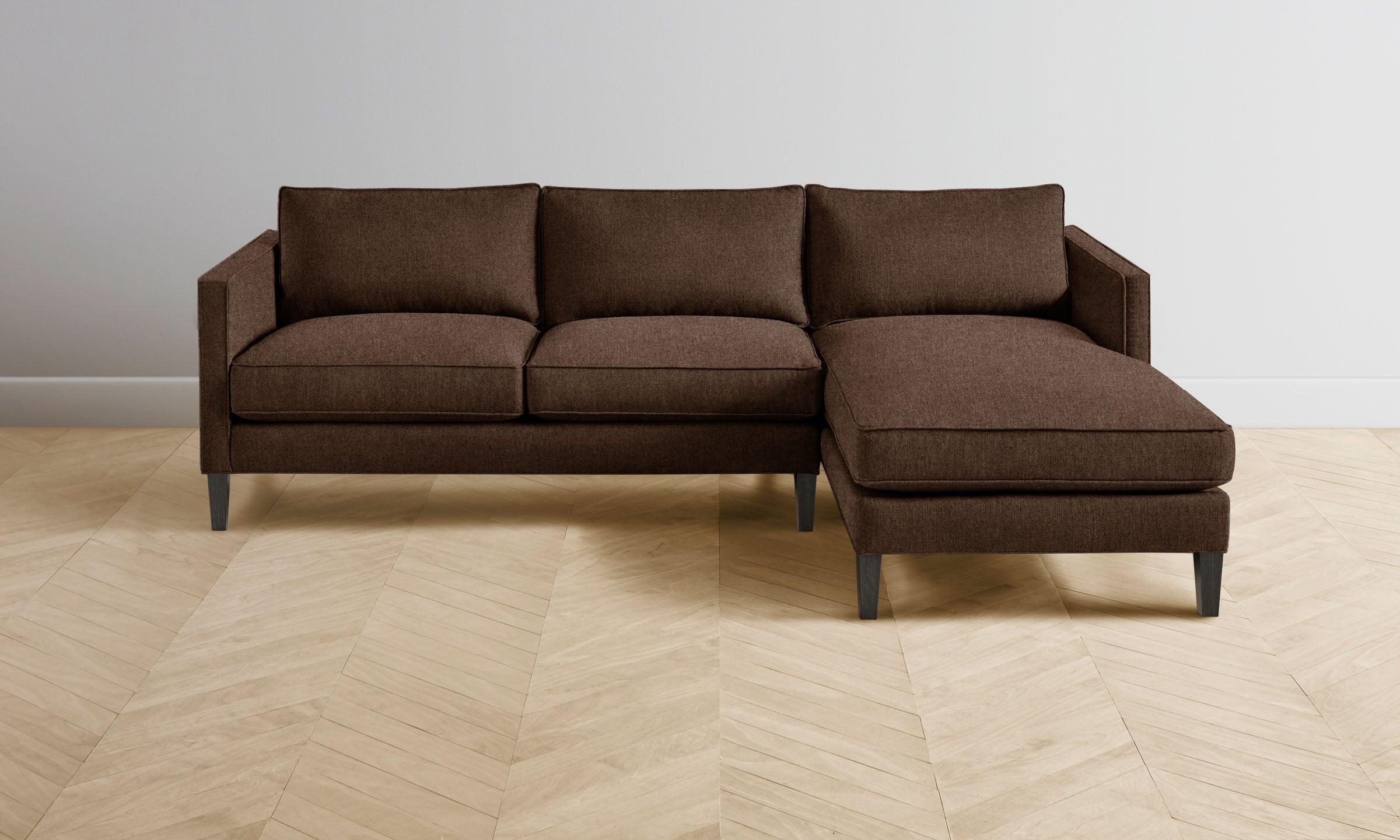 Premium Crosby Sectional Sofa - Italian Brushed Wool Upholstery in Rich Cocoa Brown | Perfect for Living Room, Lounge & Family Gatherings