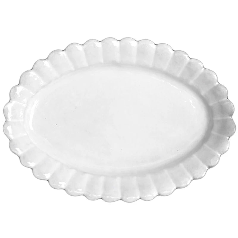 Elegant Marguerite Oval Platter - White Ceramic Serving Tray for Dinner Parties, Cheese Boards & Home Decor | Perfect for Entertaining, Wedding Gifts & Kitchen Serving