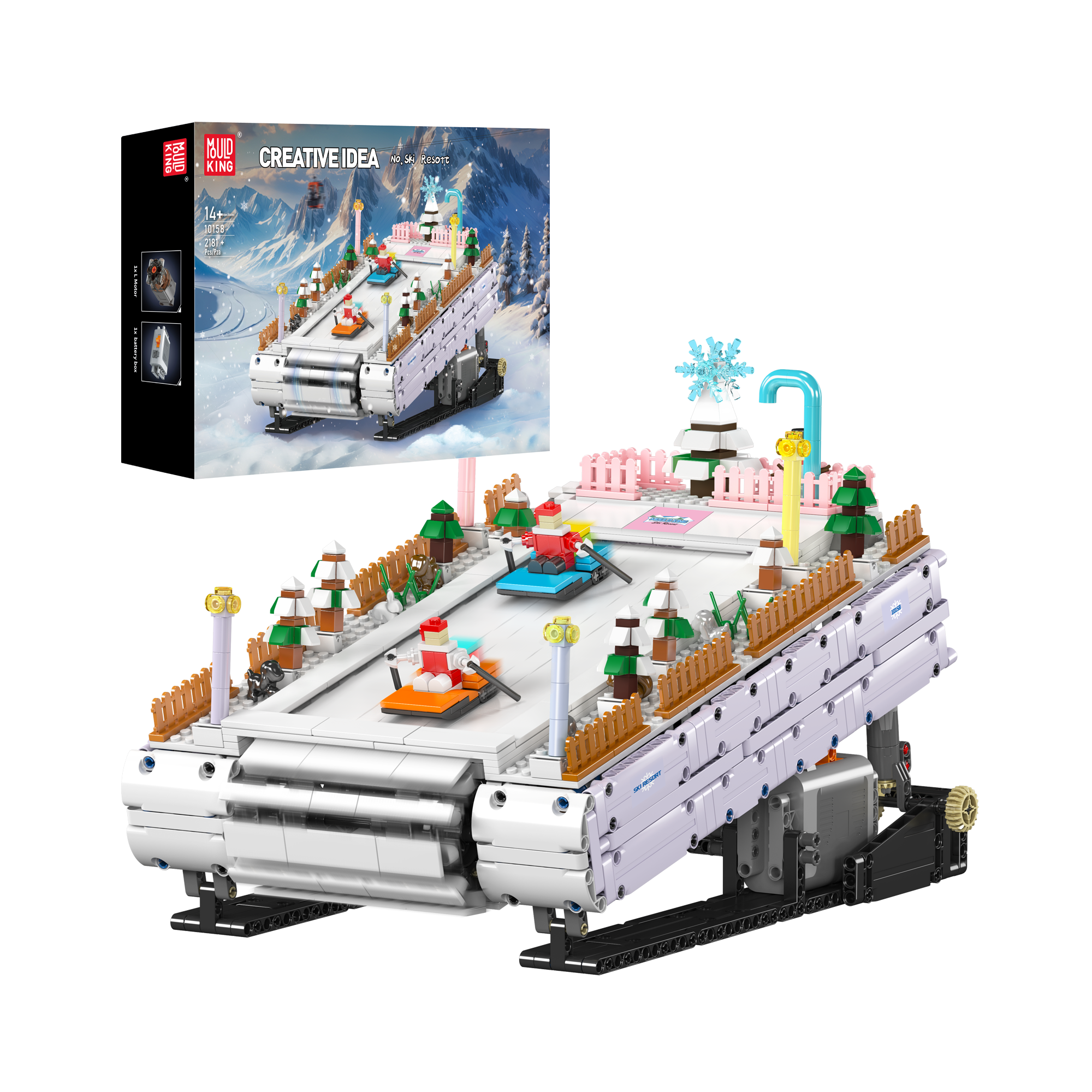 Mould King 10158 Ski Resort Building Blocks Set - 2,181 Pieces | Creative Winter Village Model for Kids & Adults | Perfect for Holiday Decor, Gift Giving & STEM Learning