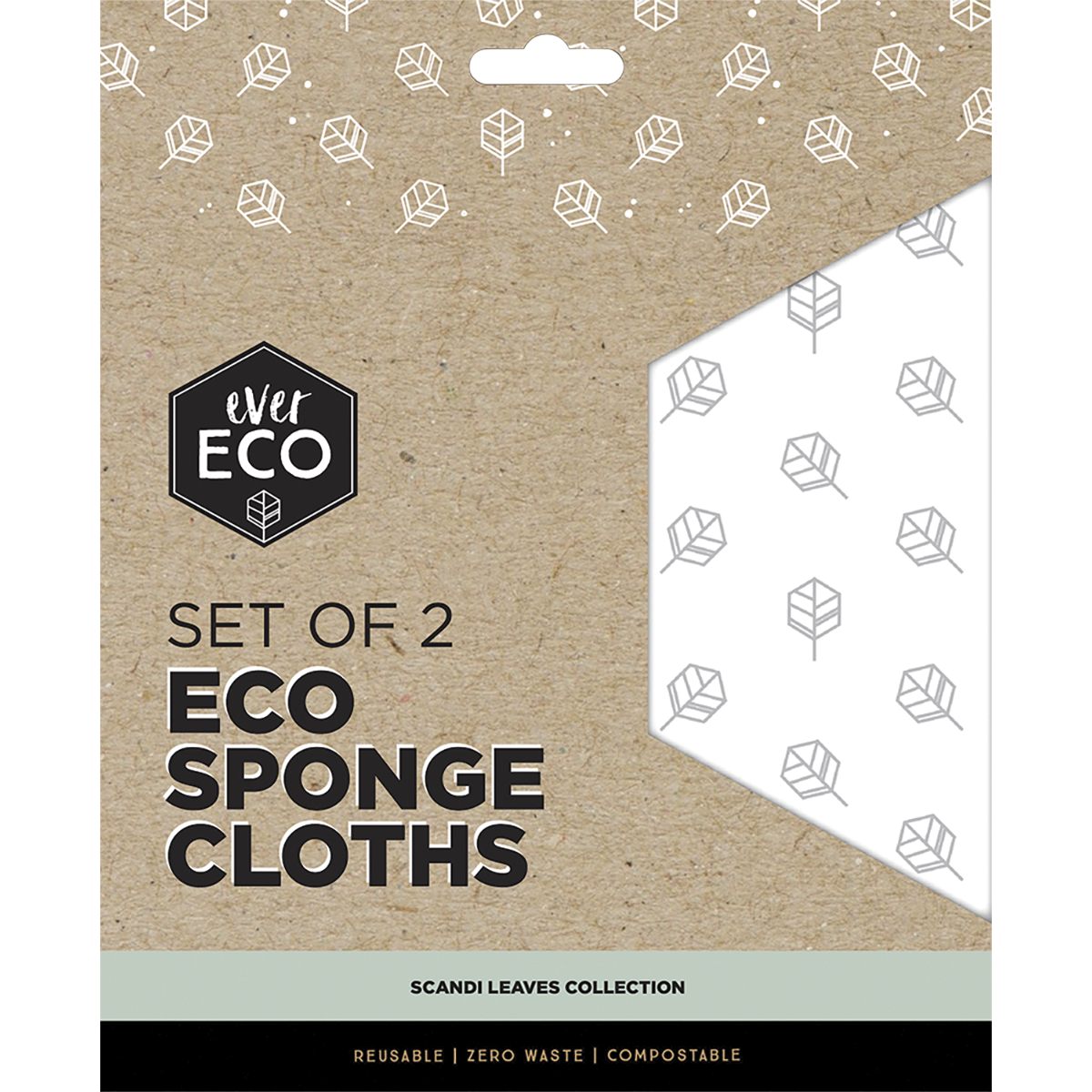 EVER ECO Eco-Friendly Sponge Cloths - Scandi Leaves Collection - Reusable & Absorbent Kitchen Cleaning Cloths for Dishes, Countertops & Household Cleaning