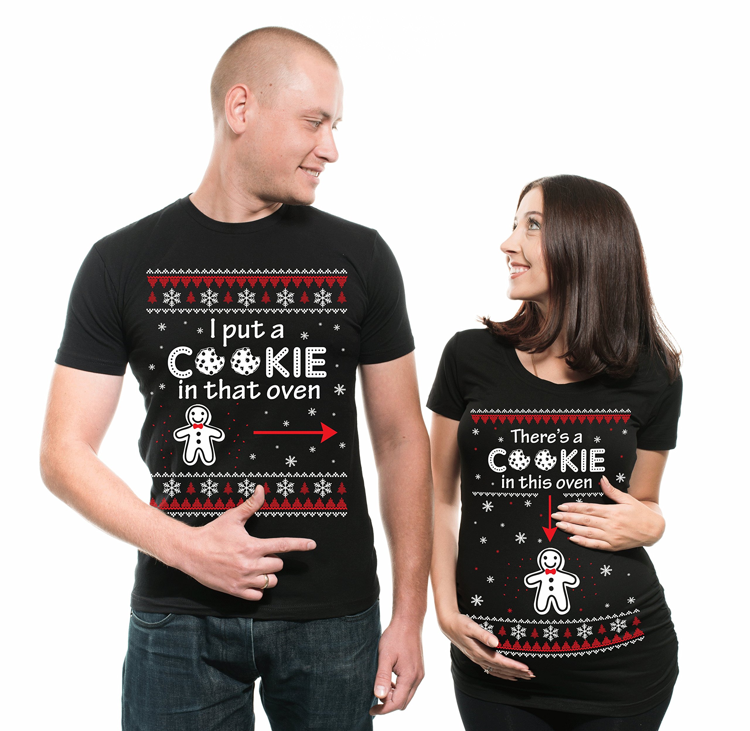 Silk Road Tees - Christmas Couple Matching Maternity T-Shirts | Best Pregnancy Gift for Expecting Parents | Perfect for Holiday Photos & Baby Announcements