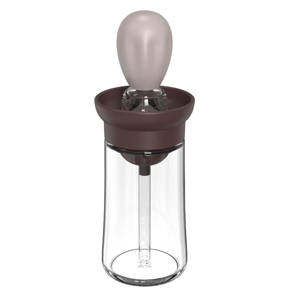 Glass Oil Dispenser with Silicone Brush & Dropper - Olive Oil Bottle with Brush for Indoor & Outdoor Kitchen - Perfect for Cooking, Grilling, Salad Dressing & Baking - Kitchen Gadgets (Not Brown)