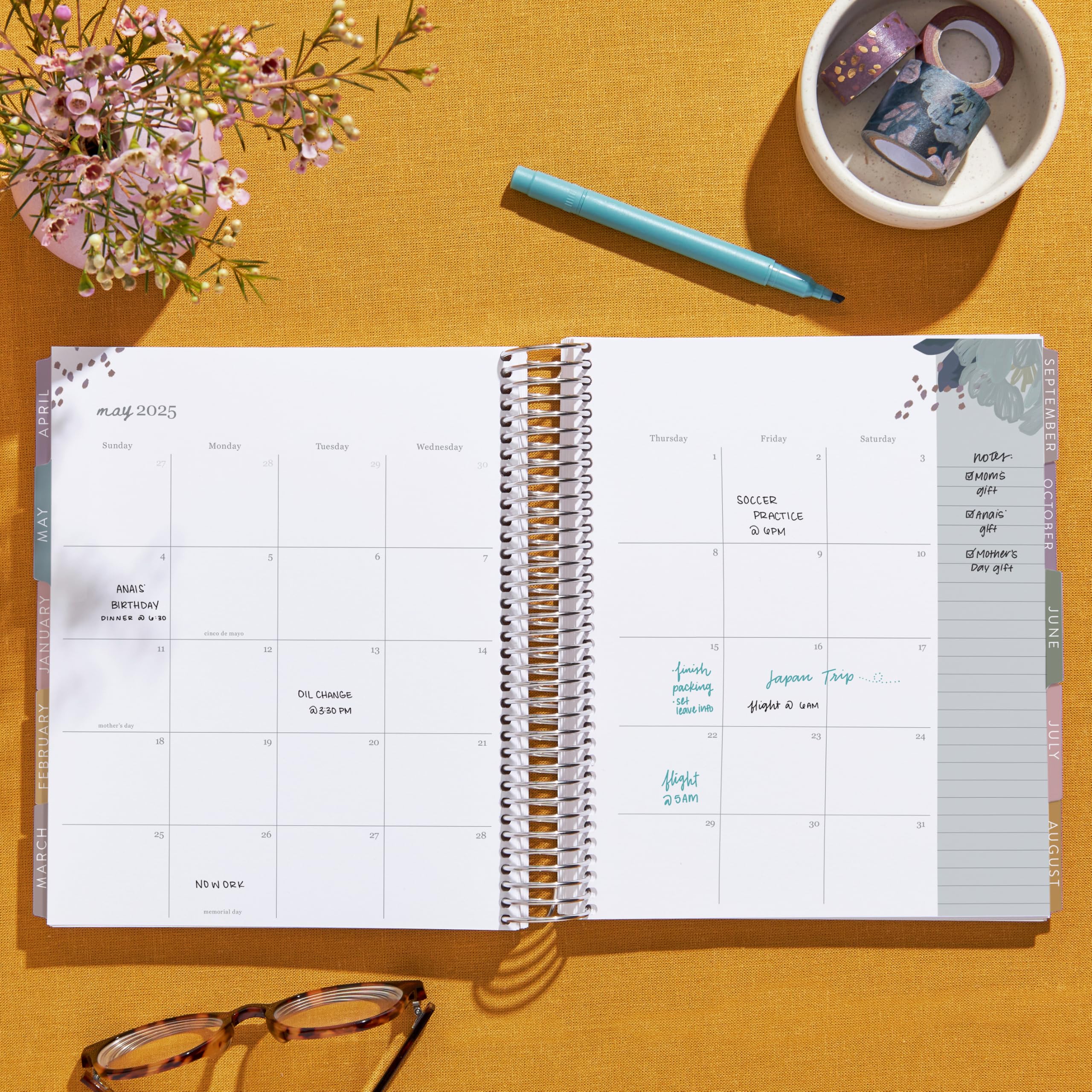 Erin Condren 2025-2026 12-Month Spiral Life Planner | Weekly & Monthly Planner (7x9 inches) with Hourly Layout | Bold Blooms Floral Design Cover & Interior | Platinum Coil Binding | Perfect for Work, School & Personal Organization (January 2025 - December 2025)