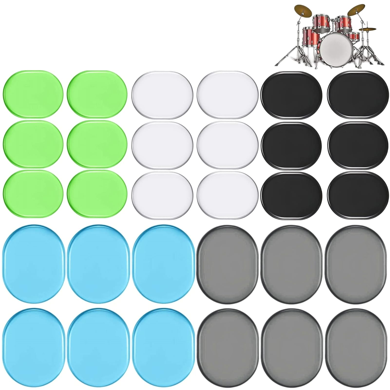 Miwayer 30-Piece Multicolor Silicone Drum Dampeners - Soft Gel Pads for Drums & Cymbals | Noise Reduction, Tone Control | Perfect for Practice, Studio Recording & Live Performances (Multicolor 30-Pack)
