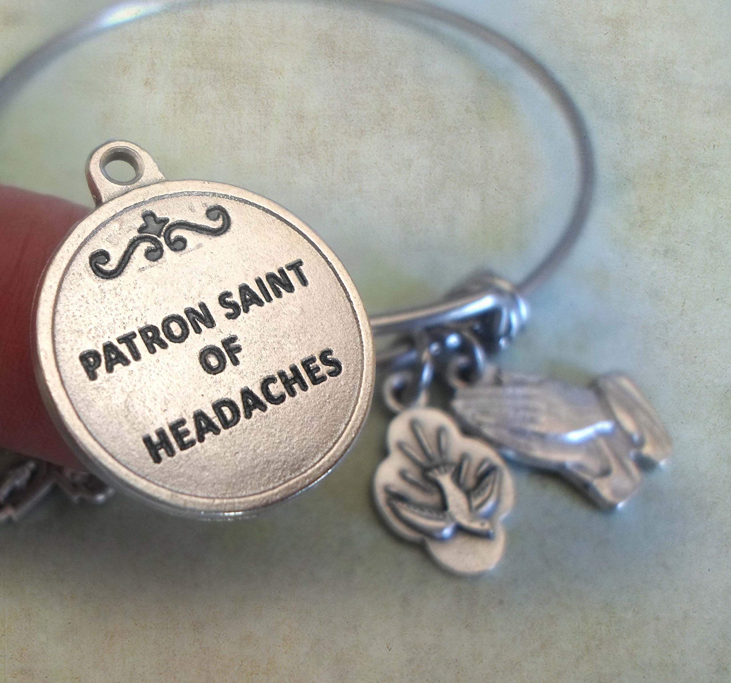 St. Teresa of Avila Patron Saint of Headaches Bangle Bracelet - Religious Jewelry for Migraine Relief, Catholic Healing Gift for Women & Men - Perfect for Prayer, Meditation & Spiritual Comfort