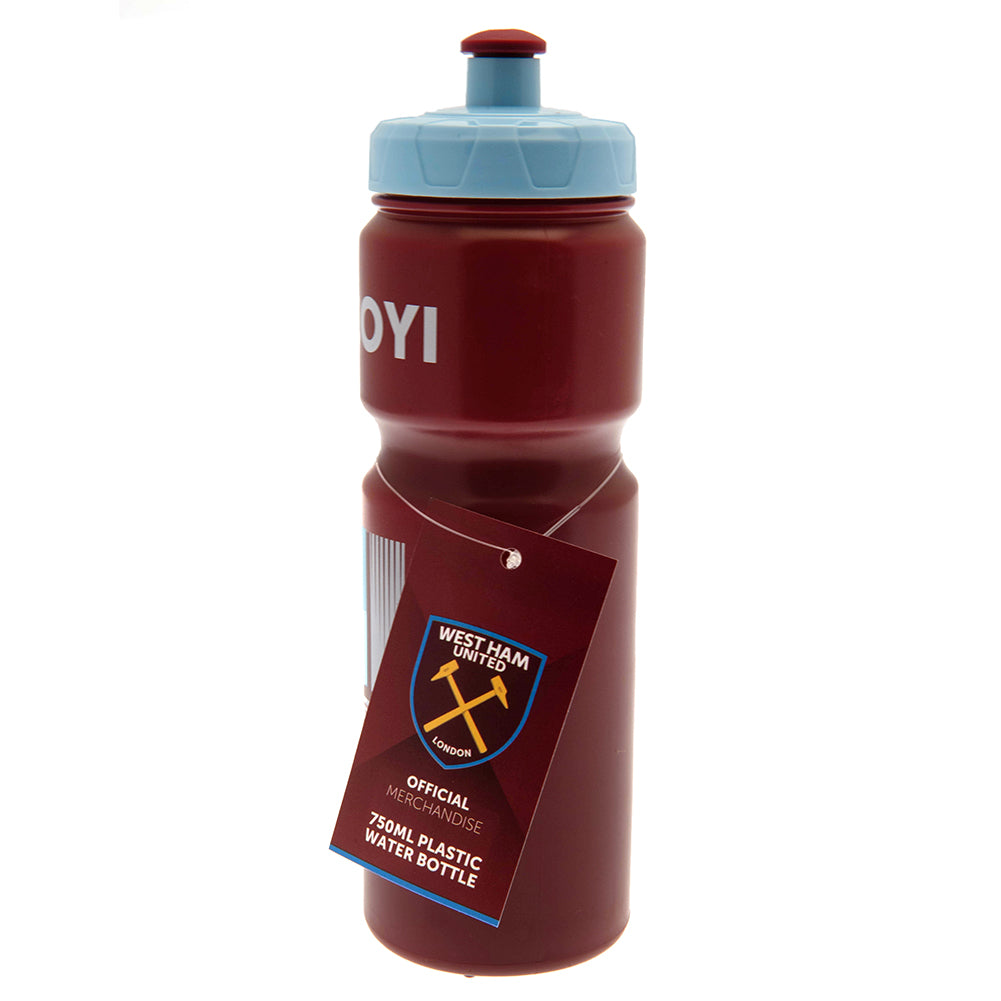 West Ham United Plastic Water Bottle - 20oz BPA-Free Sports Drink Bottle with Leak-Proof Lid for Gym, Hiking & Soccer Games - Official Licensed Merchandise