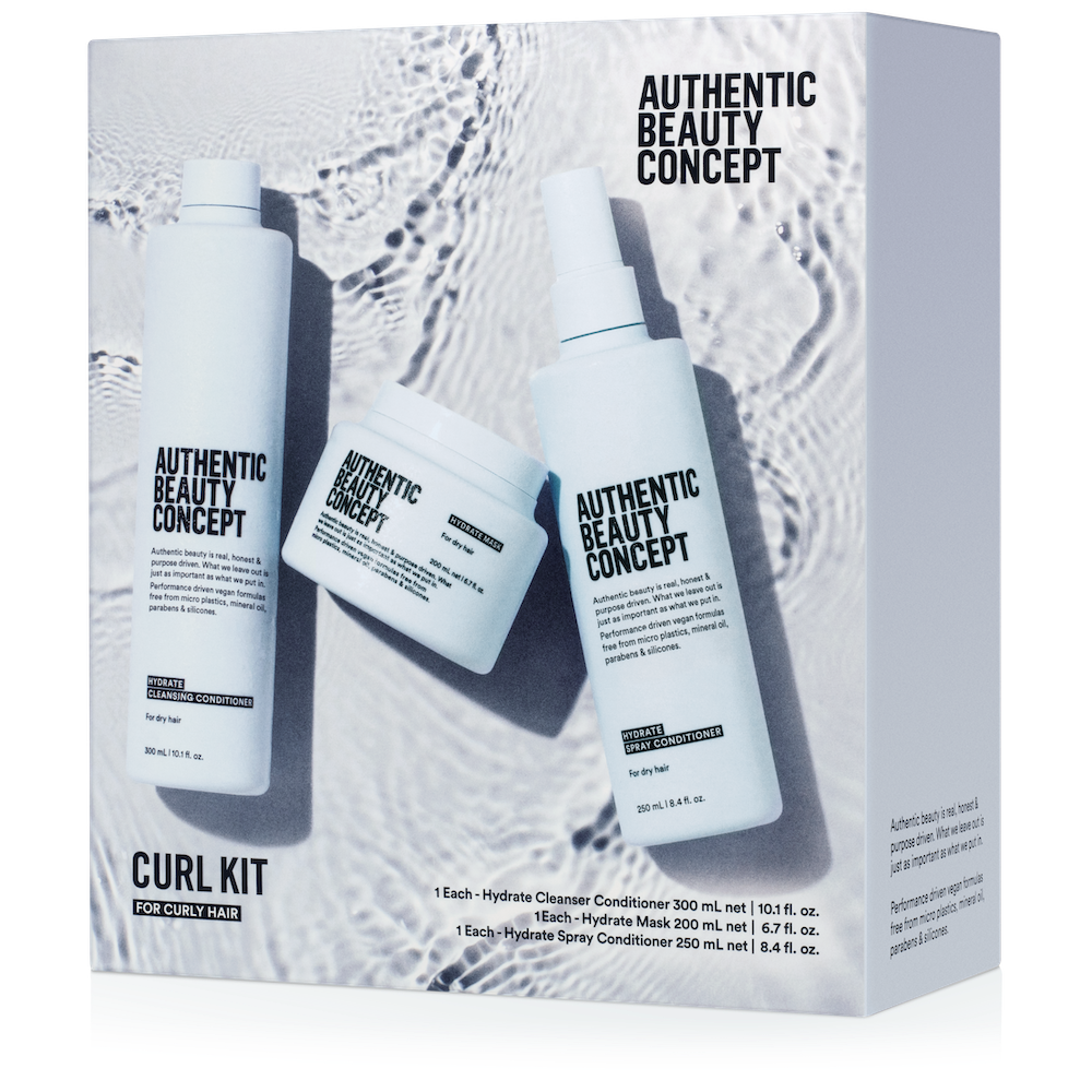 Authentic Beauty Concept Curl Holiday Gift Set for Women - Hydrating Curl Care Kit with Leave-In Conditioner & Styling Cream | Perfect for Travel, Gifting & Daily Curly Hair Routine
