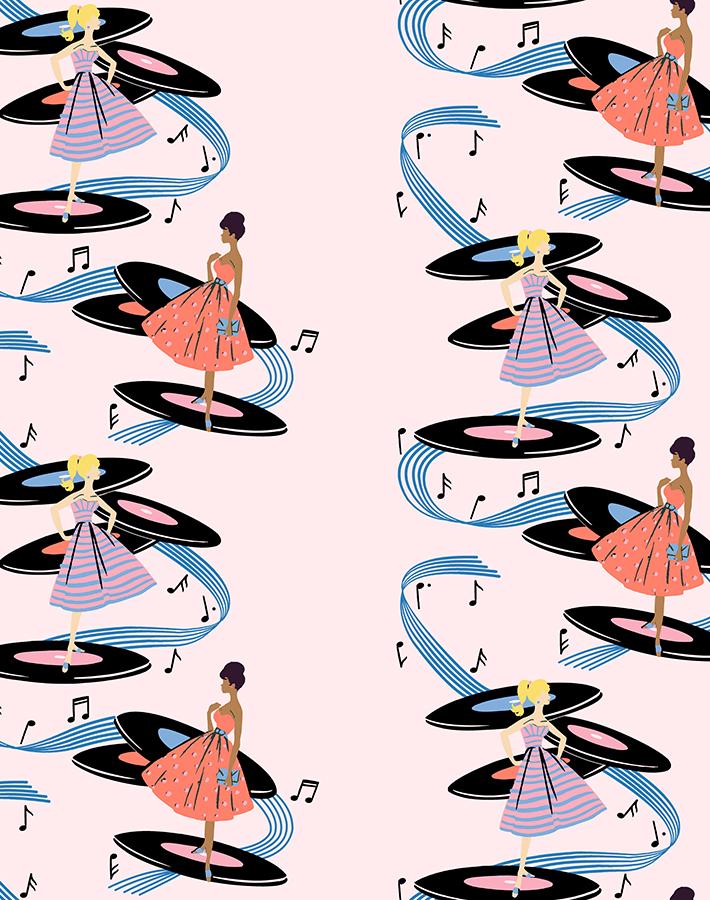 Barbie™ Galaxy Records Wallpaper - Pale Pink Aesthetic Peel & Stick Removable Wallpaper for Girls' Room, Nursery, Bedroom Decor