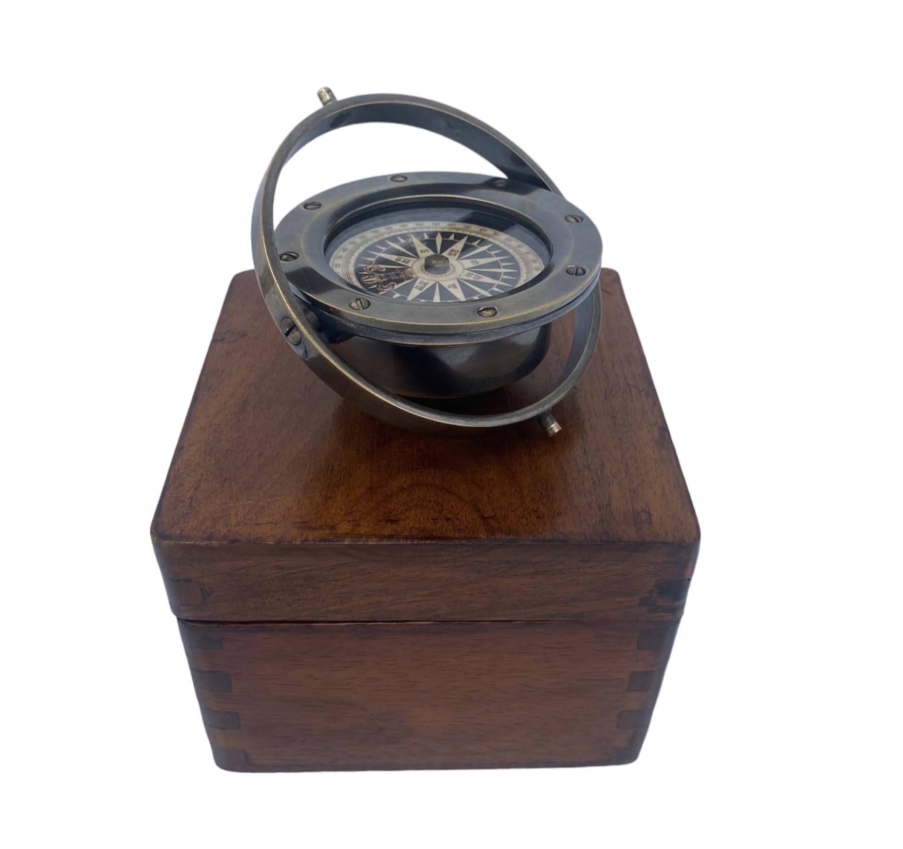 Premium Metal Lifeboat Compass with Rosewood Case - Nautical Navigation Tool for Boating, Sailing & Marine Adventures