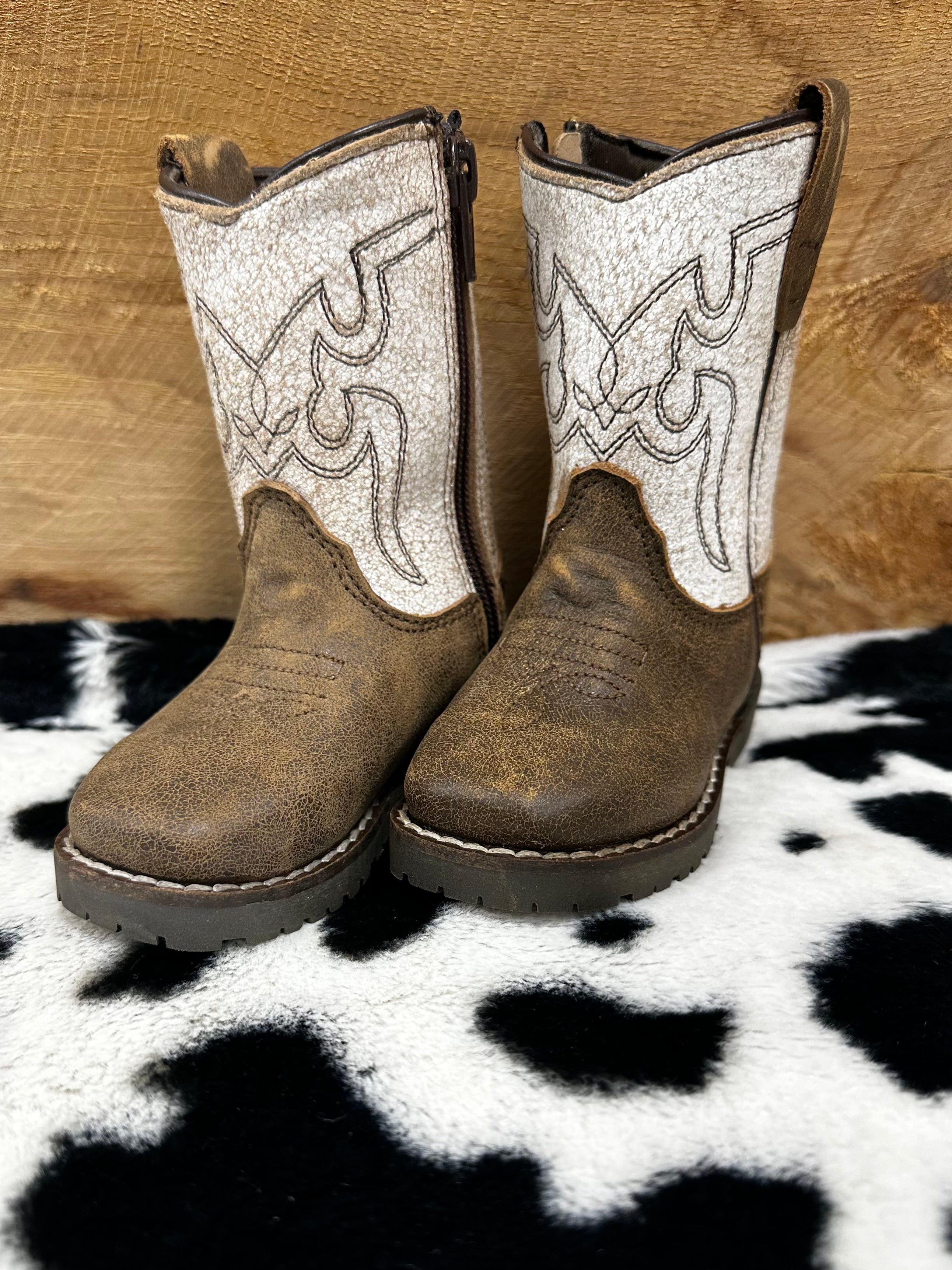 Smokey Mountain White Top Toddler Boots - Waterproof Winter Snow Boots for Boys & Girls - Non-Slip Warm Shoes for Outdoor Play & Cold Weather
