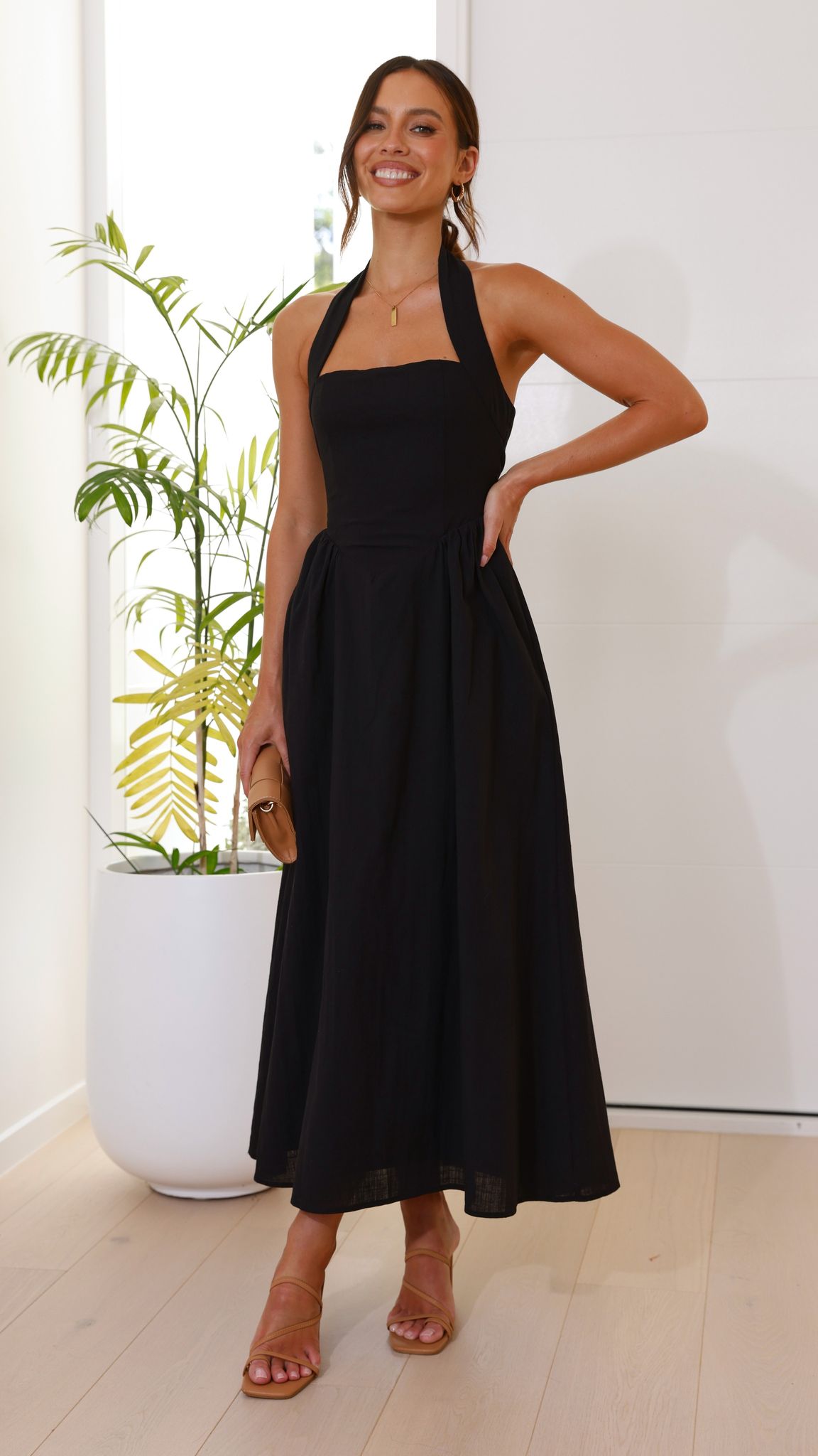 Caden Maxi Dress for Women - Elegant Black Long Flowy Dress for Summer, Beach, Party & Casual Wear