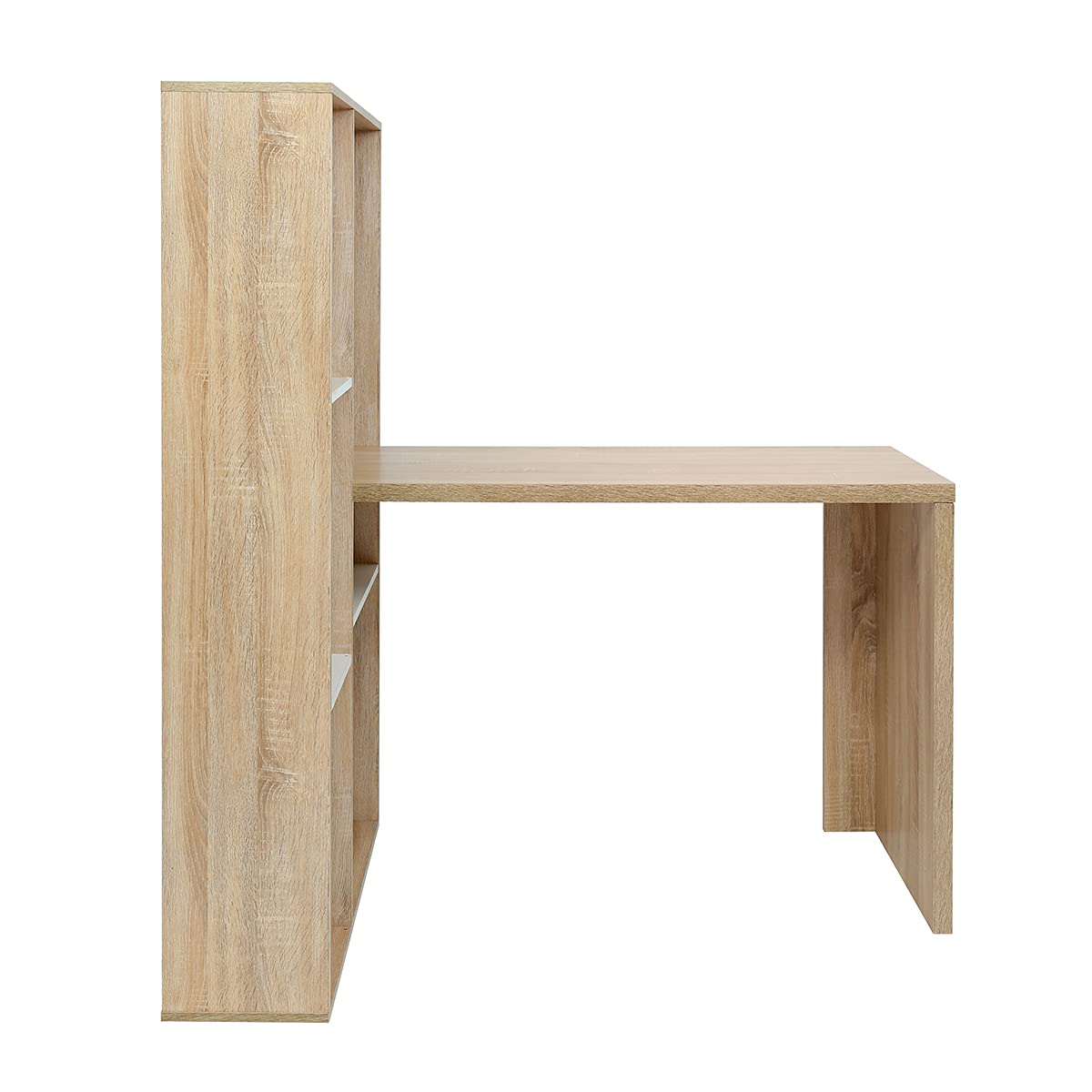 L-Shaped Computer Desk with 6-Tier Storage Shelves - Multifunctional Wooden Writing Table for Home Office & Study (Oak Finish) - Perfect for Small Spaces, Gaming Setup & Remote Work