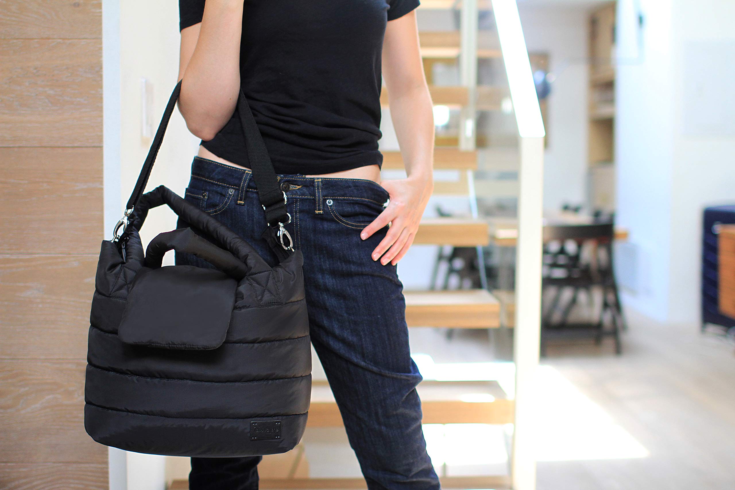 7AM Women's Waterproof Tote Bag - Stylish Crossbody Diaper Bag with Zippered Compartments, Includes Changing Pad & 2 Stroller Straps | Perfect for Moms, Travel, Shopping & Daily Essentials Organization