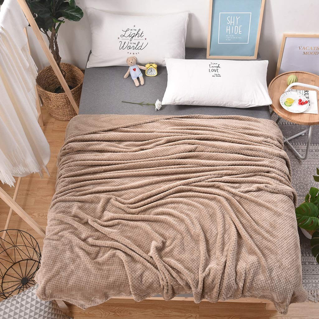 Soft Waffle Flannel Blanket - Solid Color Plaid Throw for Bed, Sofa & Couch - All Season Cozy Blanket for Winter & Summer - 200x230cm (78x90 inches) - Perfect for Lounging, Napping & Home Decor