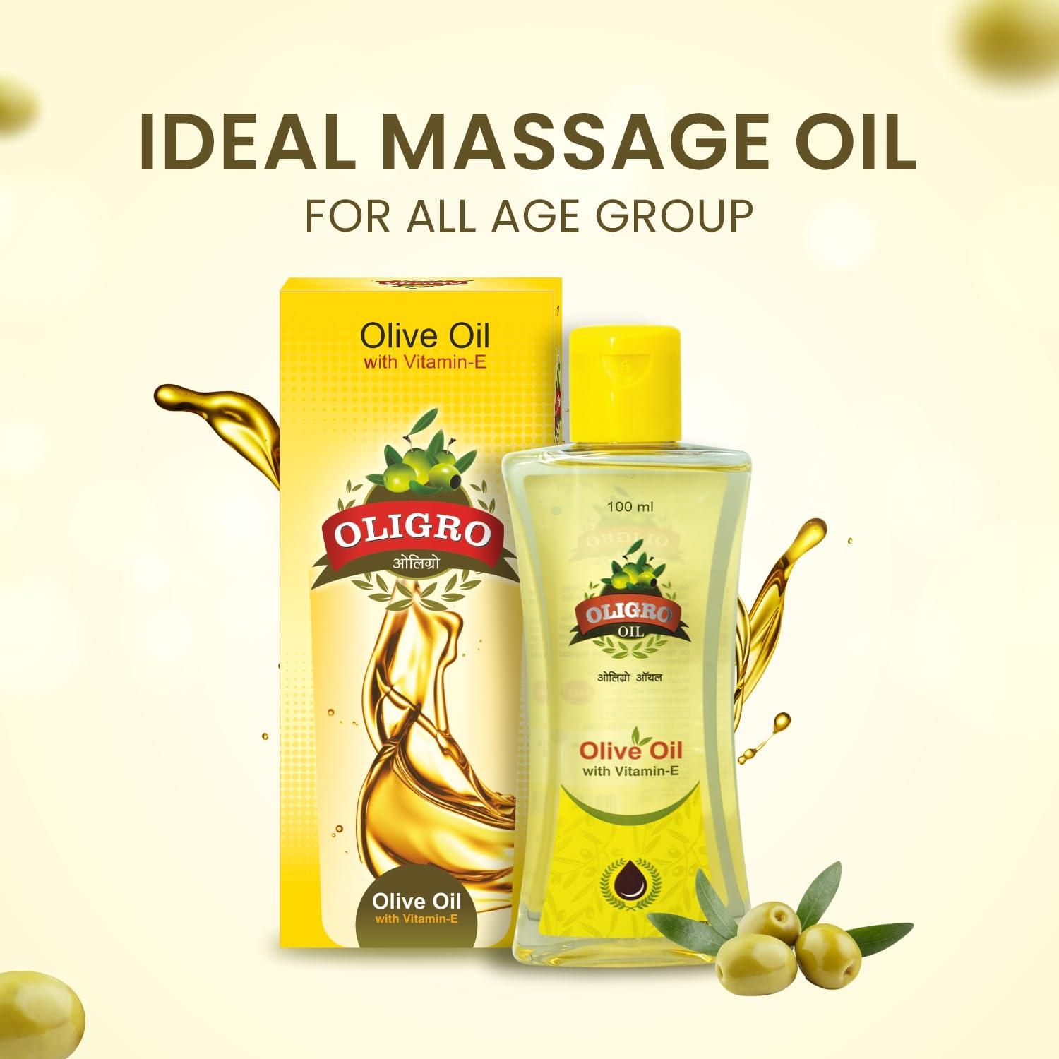 OLIGRO Leeford Body Massage Olive Oil - 2 Pack (100ml Each) with Vitamin E & Almond Oil for Skin Nourishment & Hair Care | Promotes Glowing Skin & Relaxation | Perfect for Spa, Massage & Home Beauty Treatments