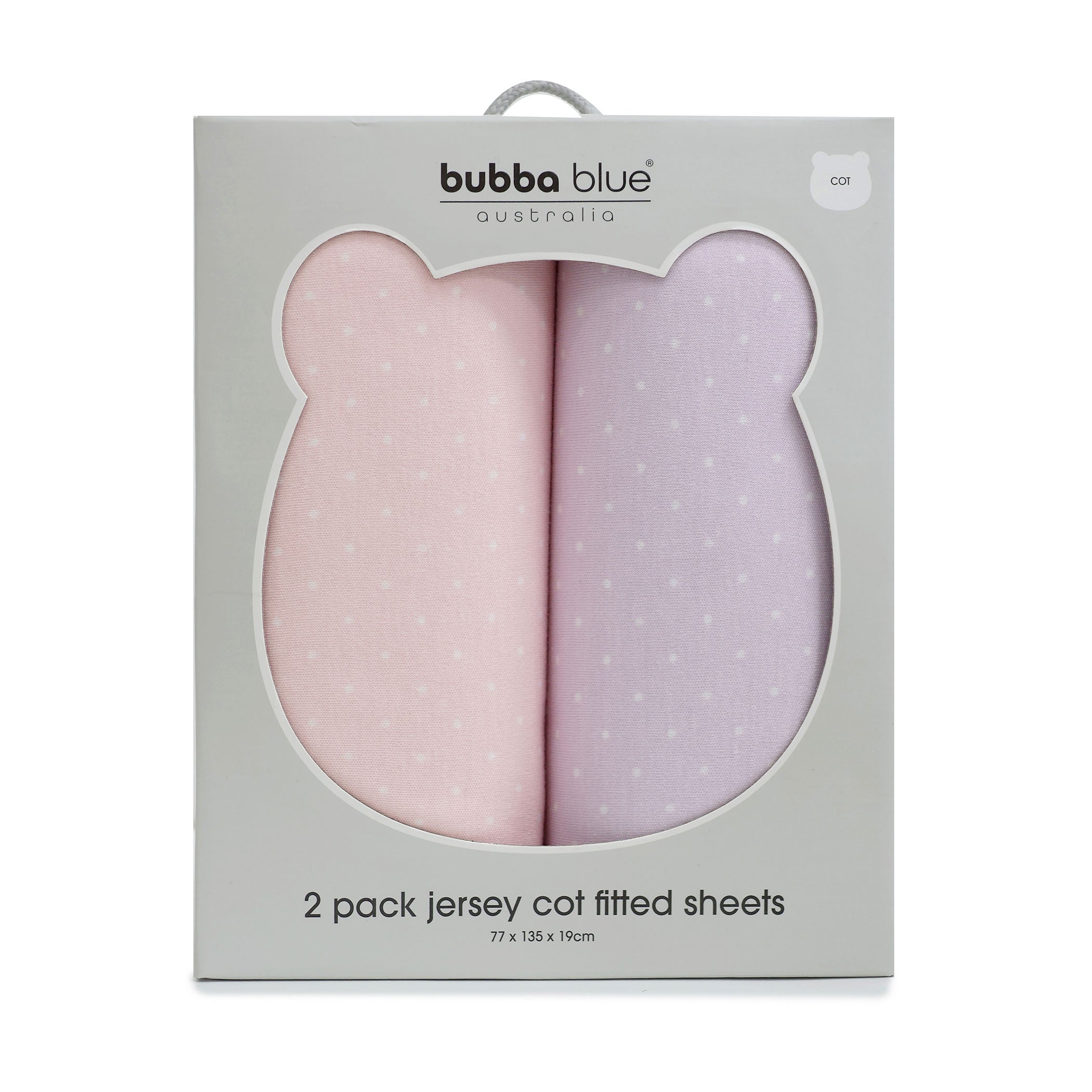 2-Pack Jersey Cotton Fitted Sheets - Soft Pink & Lilac Confetti Print - Perfect for Kids' Rooms, Dorms & Guest Beds