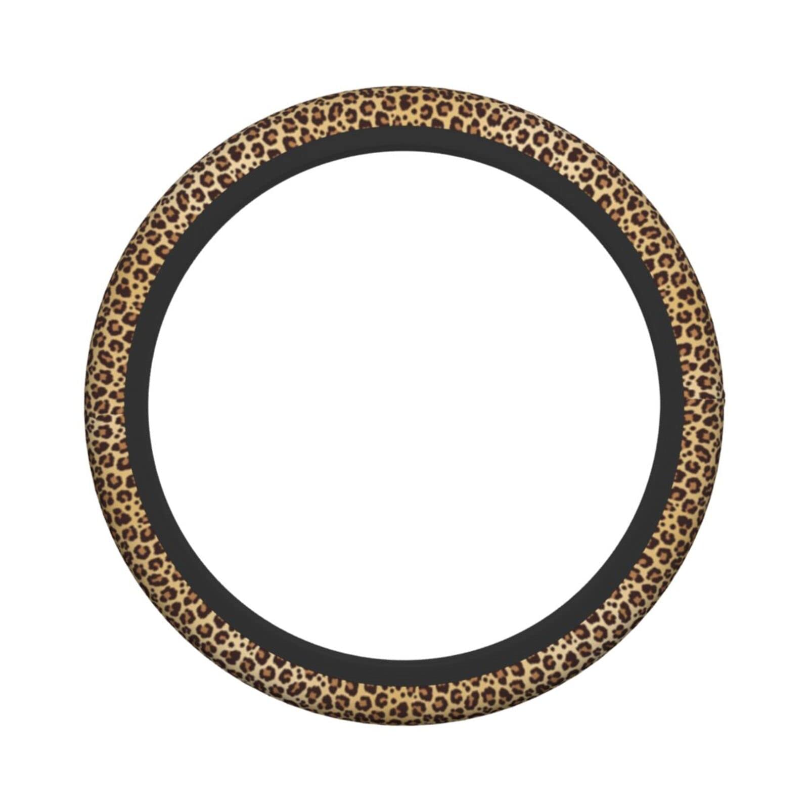 Premium Leopard Print Steering Wheel Cover - Universal Fit 15 Inch for Cars, SUVs, Trucks & Vans - Soft Brown Cheetah Pattern Protector for Men & Women - Perfect for Road Trips & Daily Commuting