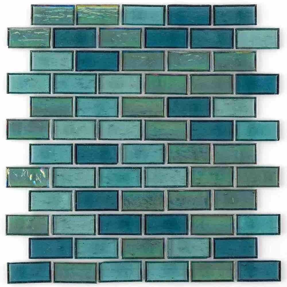 Iridescent Recycled Glass Tile - Turquoise 1