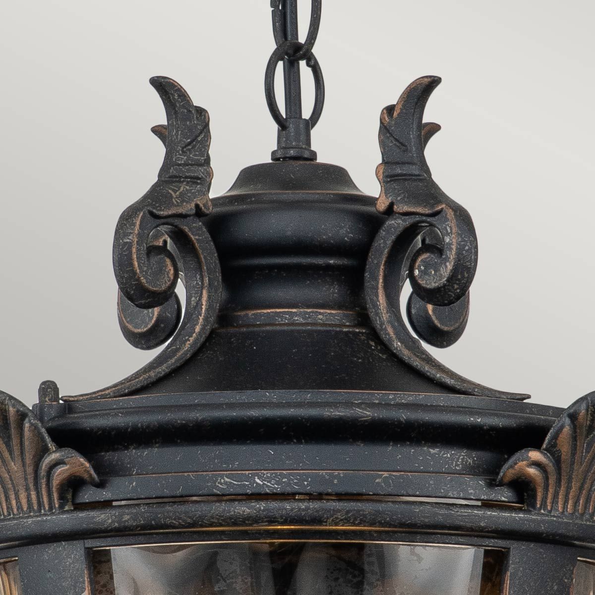 Baltimore 1 Light Medium/Large Chain Lantern in Weathered Bronze - IP44 Rated E27 Outdoor Hanging Light for Porch, Garden & Patio Decor