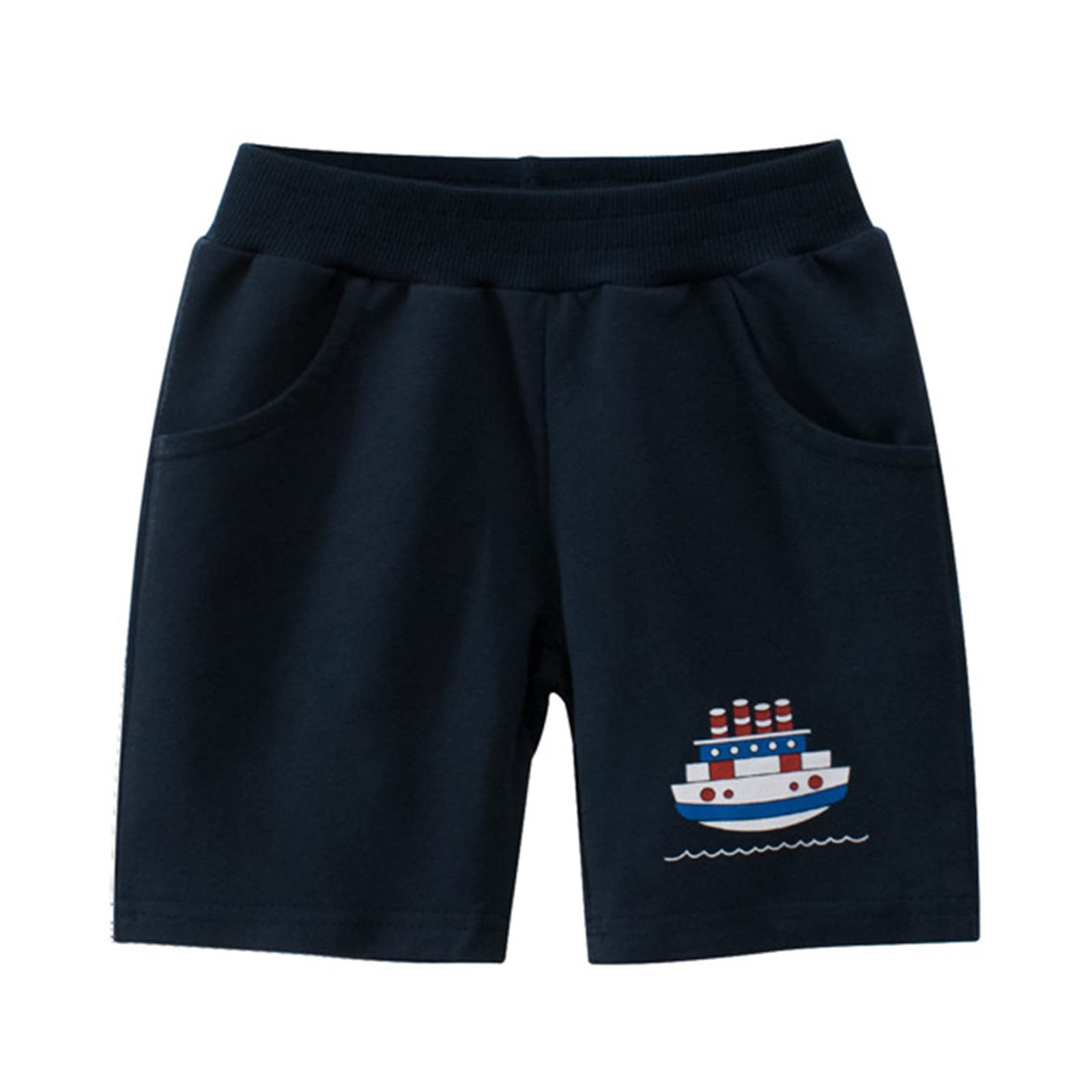 **Boys' Cotton Cartoon Jogger Shorts with Pockets - Toddler & Kids Summer Activewear for Playtime & Outdoor Adventures**