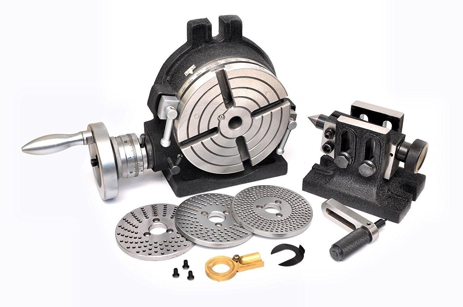 HV6 Rotary Table with Tailstock & Indexing Plates Set - Precision Milling & Drilling Accessory for Metalworking, Woodworking, and CNC Machining