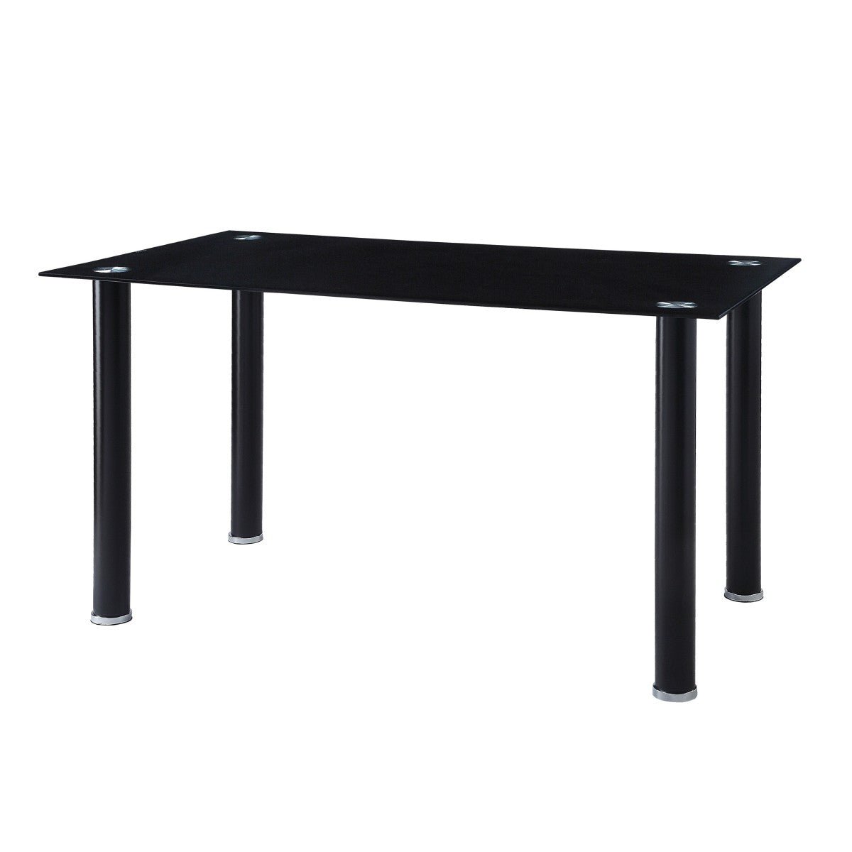 Stylish Black Florian Dining Table with Tempered Glass Top - Perfect for Modern Dining Rooms, Kitchens & Small Spaces