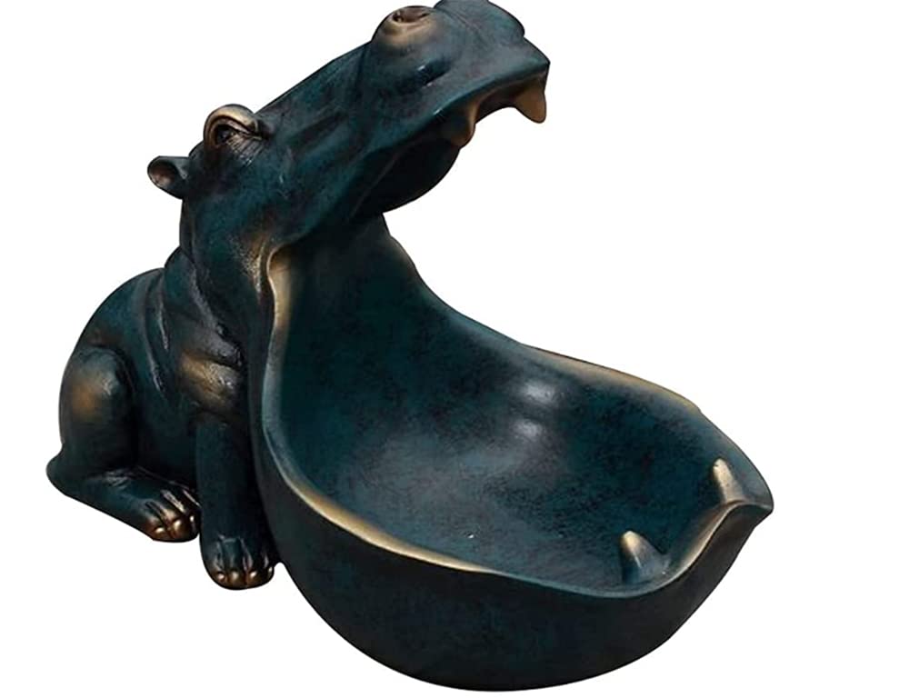 Hippo Shaped Resin Storage Box - Key Holder, Sundries Organizer, Desktop Tray for Home Decor | Unique Decorative Figurine for Living Room, Shoe Cabinet & Porch | Perfect for Organizing Small Items & Enhancing Home Aesthetics