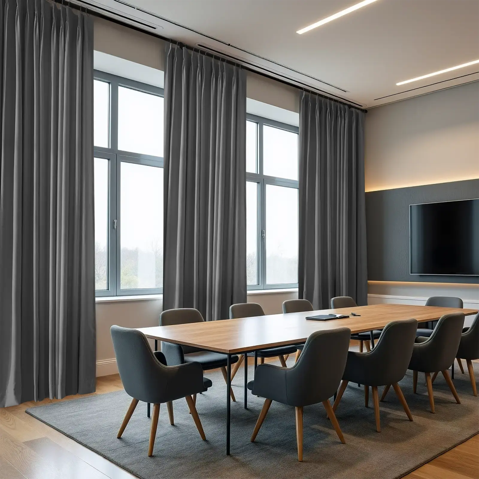 Flame Retardant Pleated Curtains - Fireproof & Heat Resistant for Home Safety - Perfect for Living Room, Bedroom & Office Decor