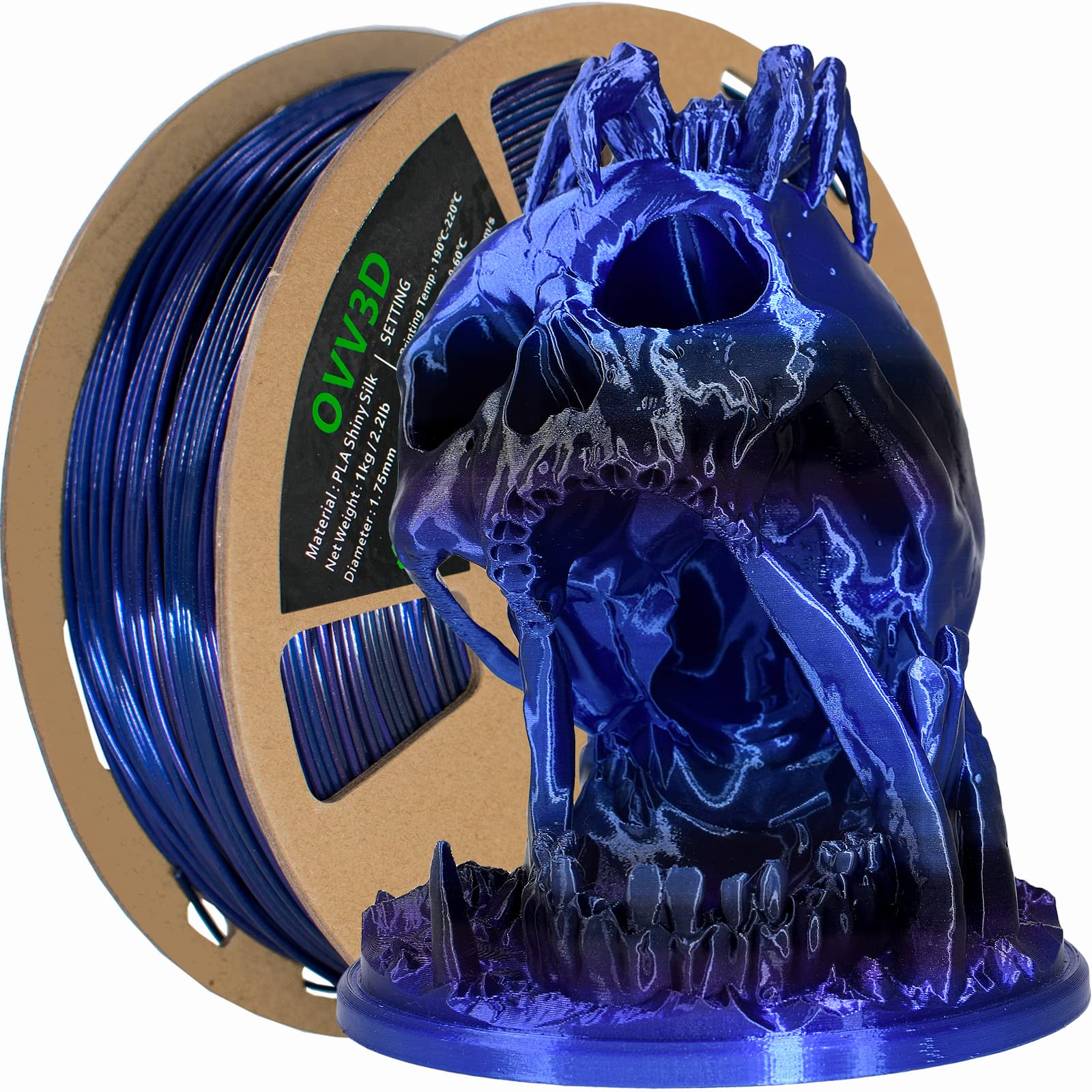 Premium 1.75mm Silk PLA 3D Printer Filament - Color Changing Black to Blue, High Precision +/-0.02mm, 1kg Spool for Smooth 3D Printing - Perfect for Cosplay Props, Home Decor & DIY Projects
