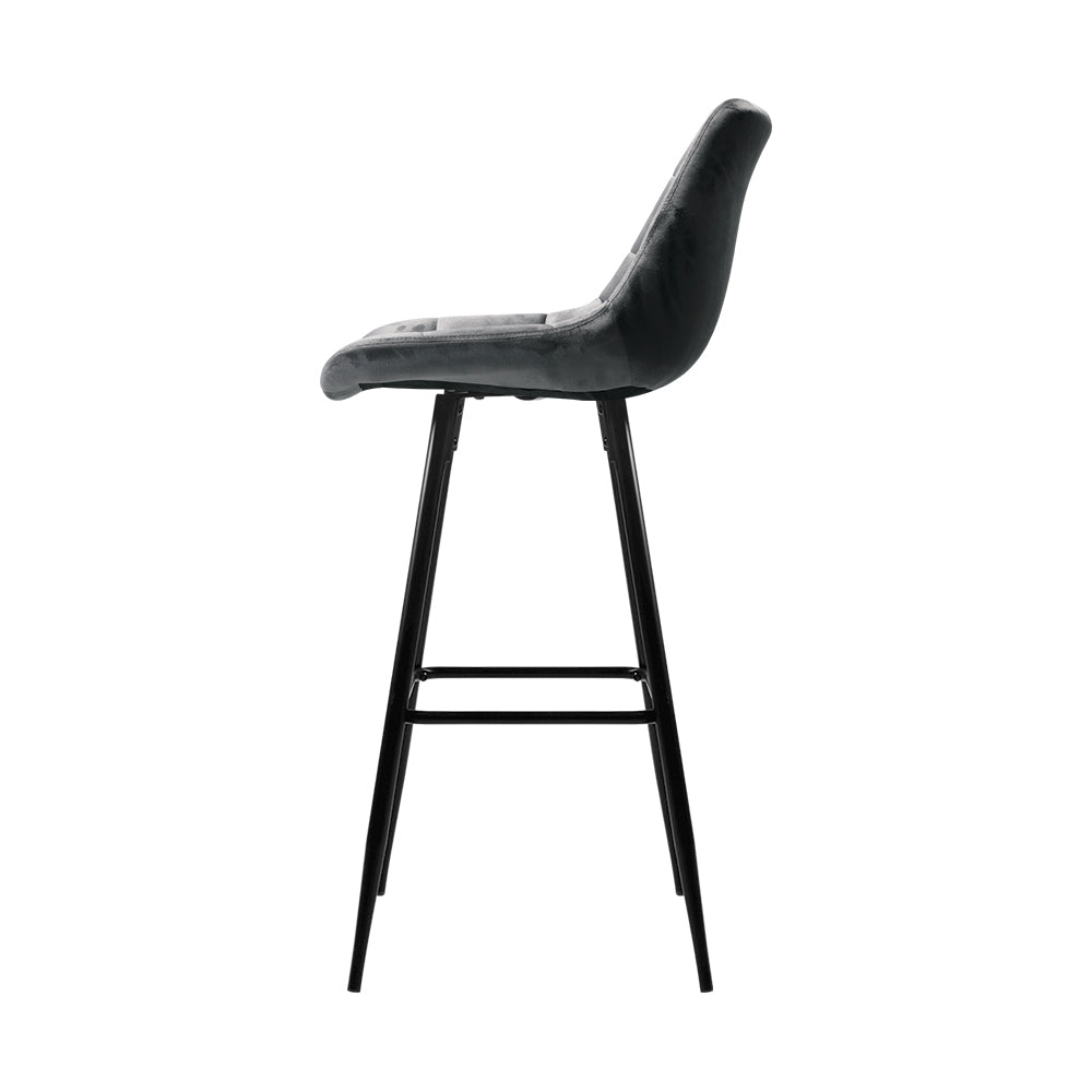 2-Pack Grey Velvet Bar Stools - Modern Kitchen Counter Stools for Dining Room, Bar, or Breakfast Nook - Comfortable & Stylish Seating Solution