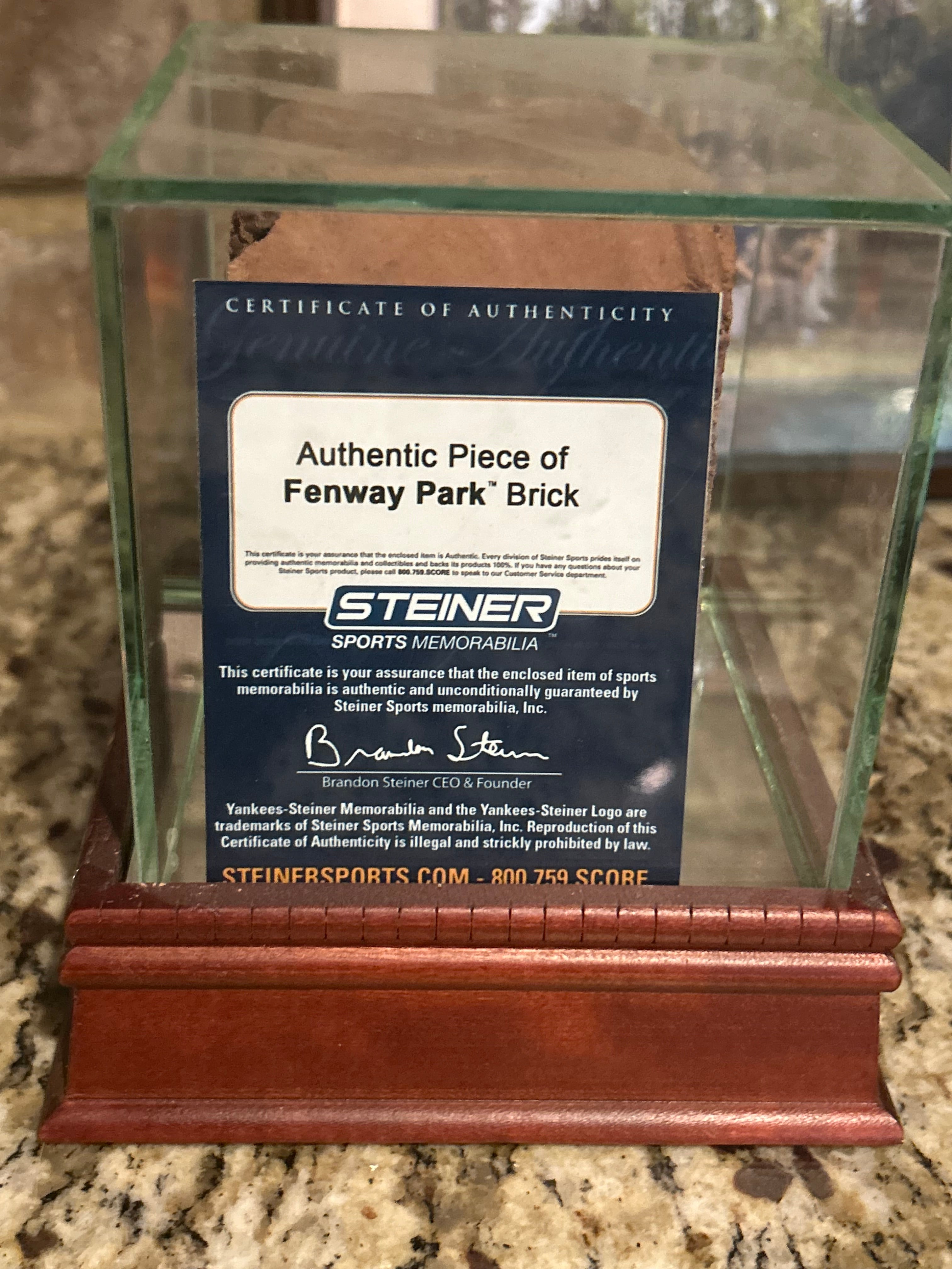 Authentic Boston Red Sox Fenway Park Brick with Display Case & Steiner COA - Perfect for Sports Memorabilia Collectors and Red Sox Fans