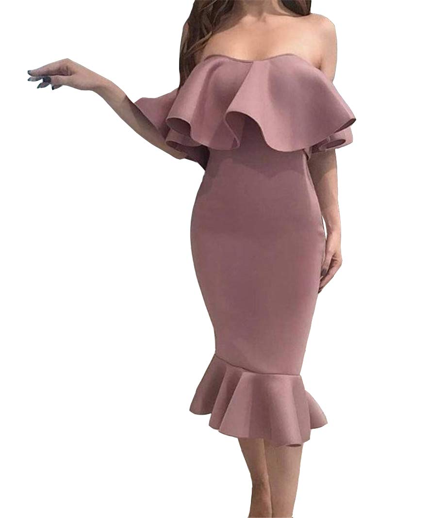 Yuki Isabelle Women's Strapless Tea-Length Sheath Prom Dress - Elegant Formal Evening Gown for Homecoming, Wedding Guest & Cocktail Party