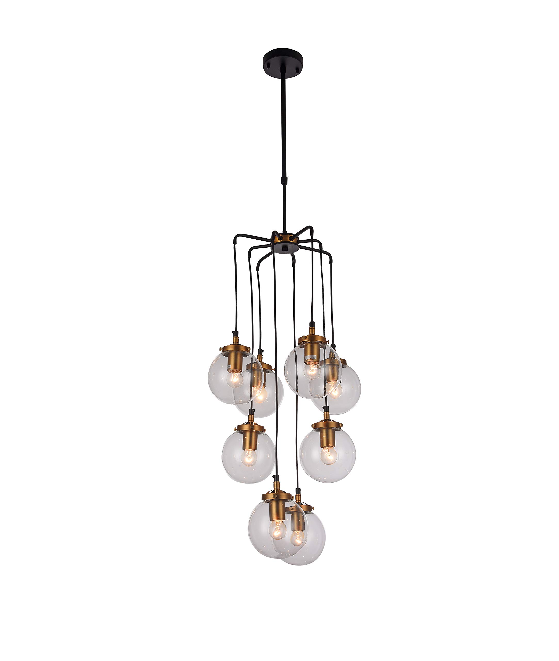 DU109 8-Light Modern Black Ceiling Light Fixture - Perfect for Dining Room, Living Room & Bedroom Lighting