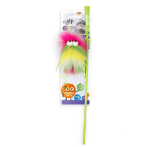 AFP Furry Ball Cat Fluffer Wand - Pink Cat Toy with Feathers for Interactive Play, Perfect for Kittens & Adult Cats - Great for Indoor Exercise & Bonding Time