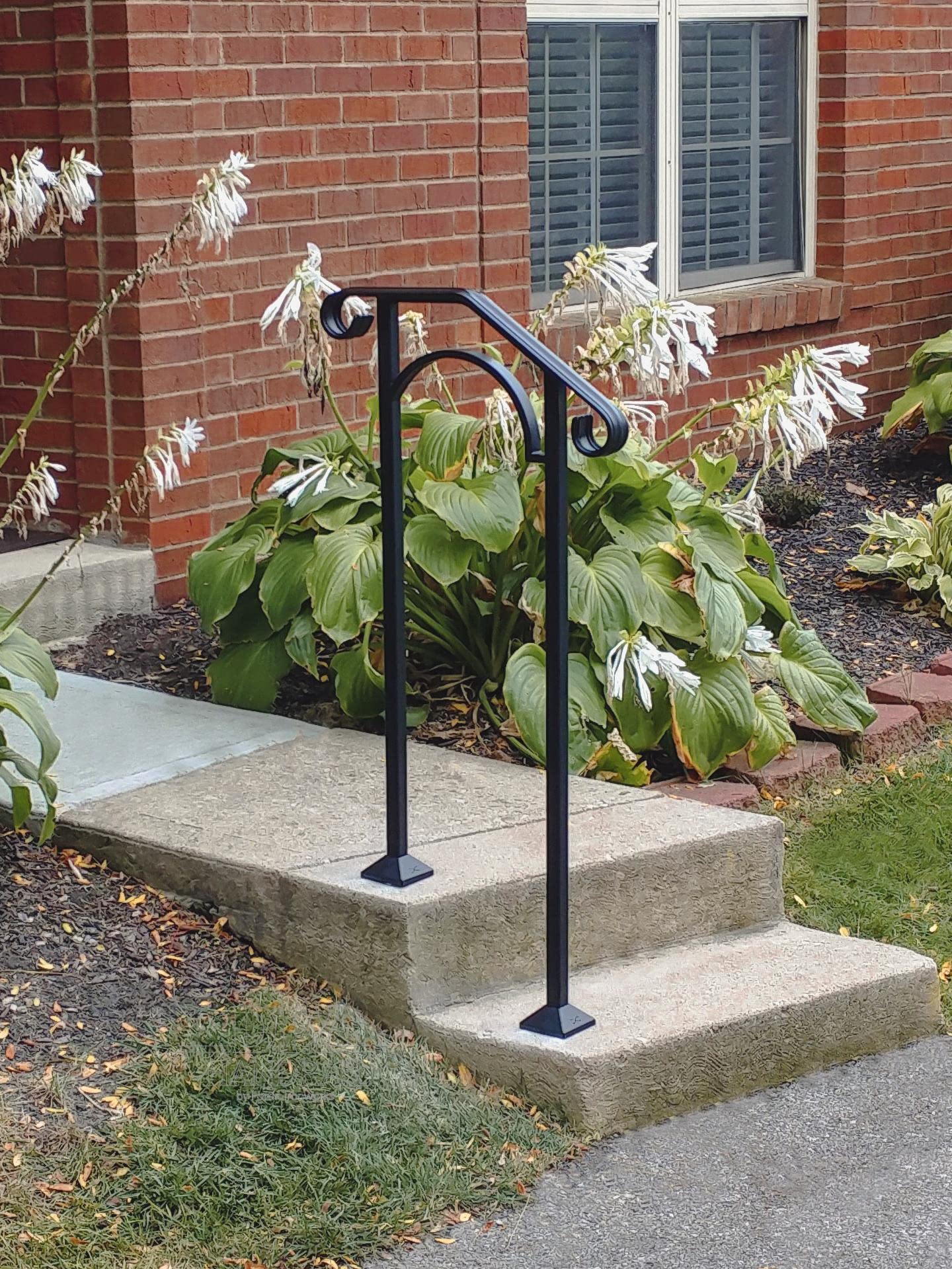 Fortin Ironworks Wrought Iron Handrails - Outdoor Stair Railing for Steps, DIY Handrail Arch #1 with Concrete Fastener Kit | Perfect for Porch Steps, Garden Stairs & Deck Safety