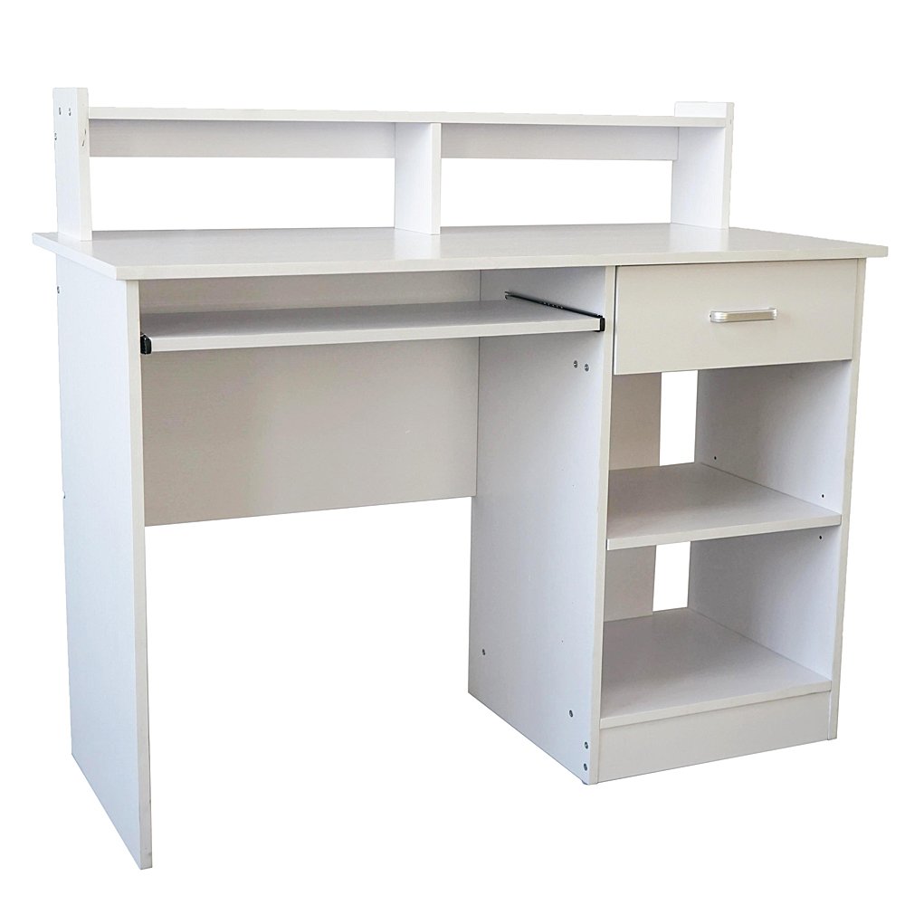 Ergonomic Computer Desk with Keyboard Tray | Home Office Workstation with Drawer | Solid Wood Laptop Desk for Students & Professionals | Perfect for Small Spaces & Remote Work Setup