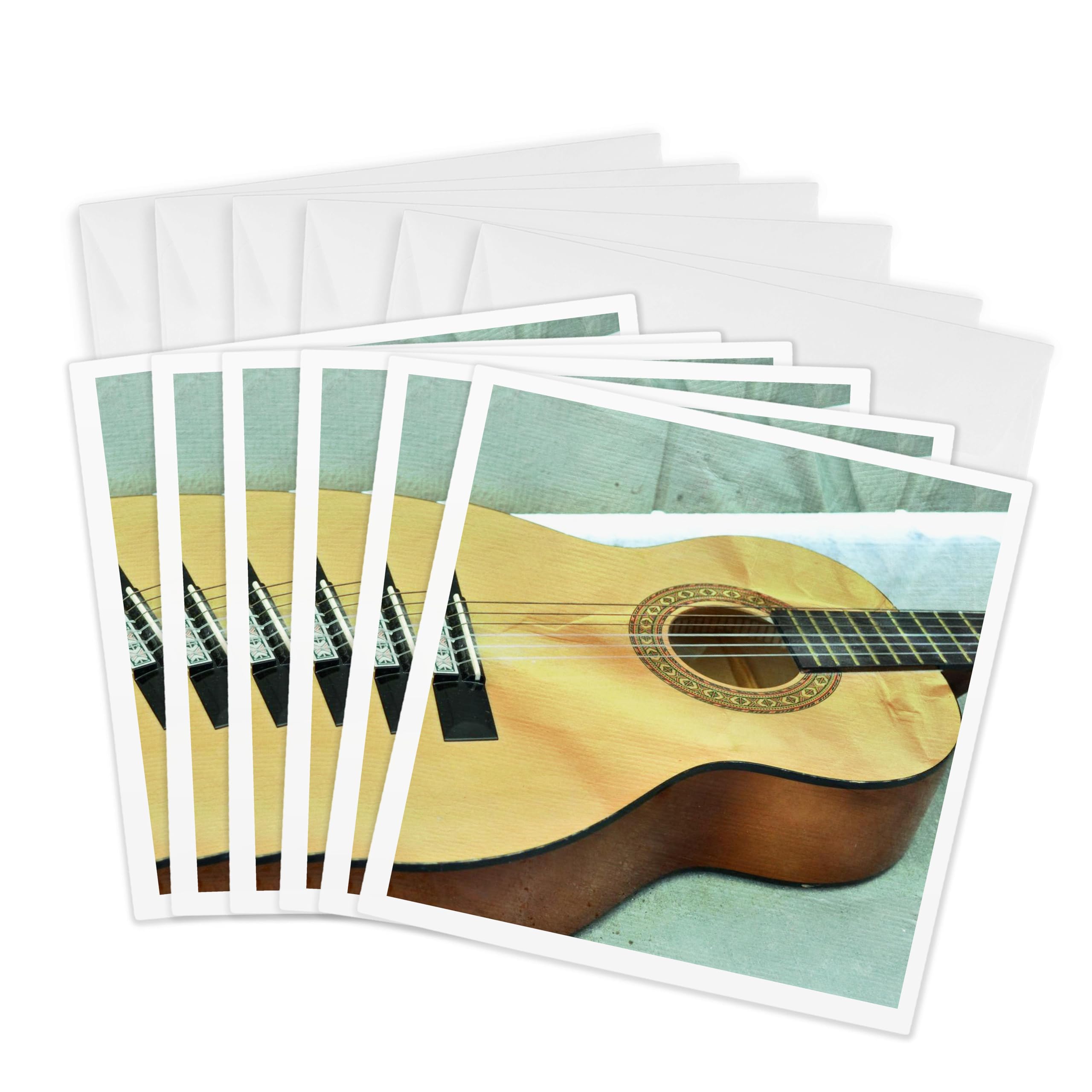 3dRose Guitar Strings Music Instruments Greeting Cards - Set of 6, 6 x 6 Inches, Perfect for Musicians, Music Lovers & Special Occasions (gc_29245_1)