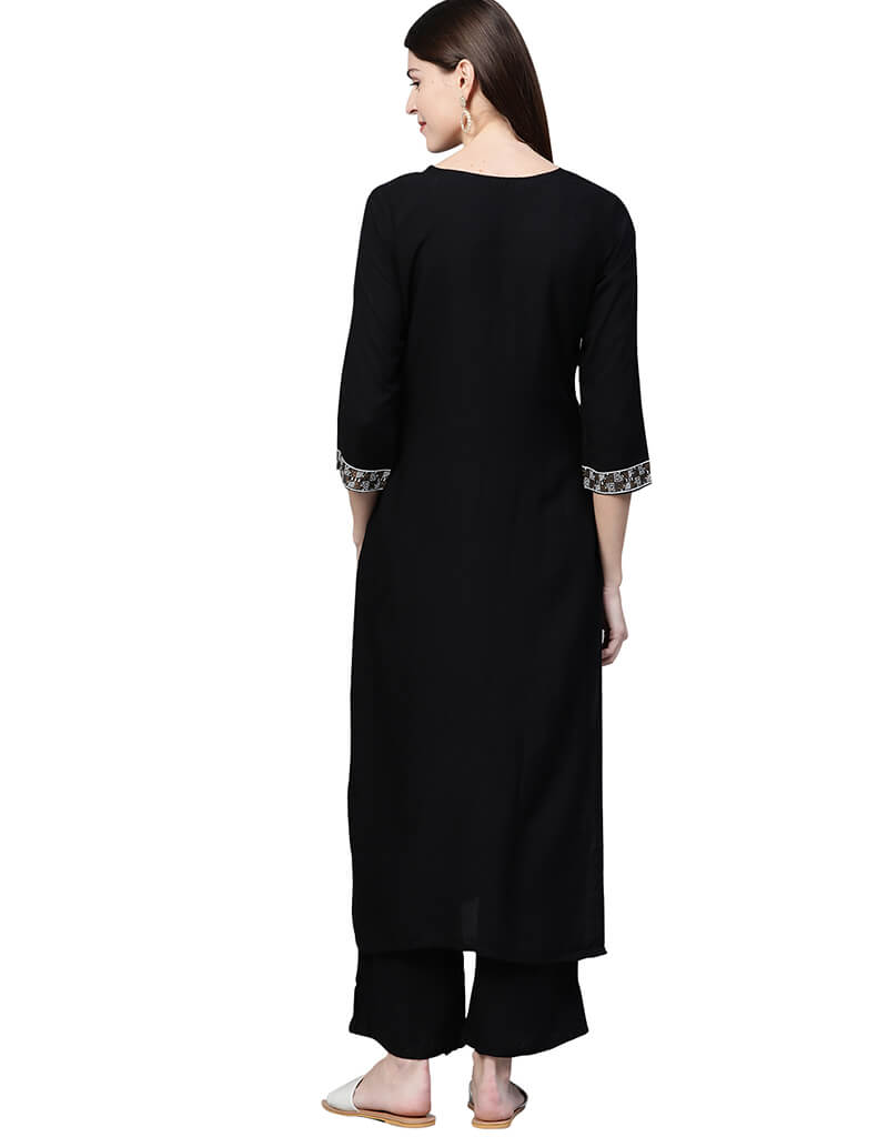 Black Cotton Palazzo Straight Pants for Women - Comfortable Wide Leg Trousers for Casual, Office & Travel Wear